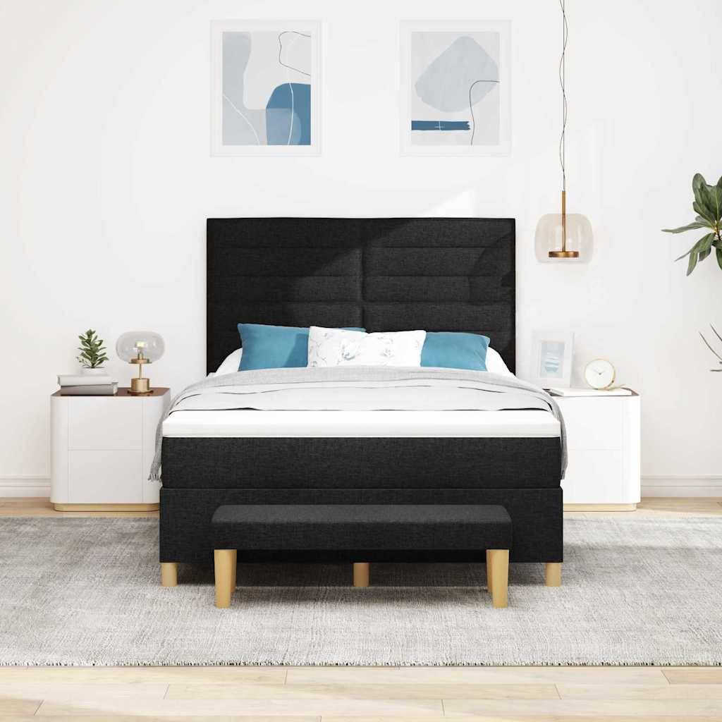 vidaXL Boxspringbett mit Kopfteil Schwarz 200 x 160 cm Stoff