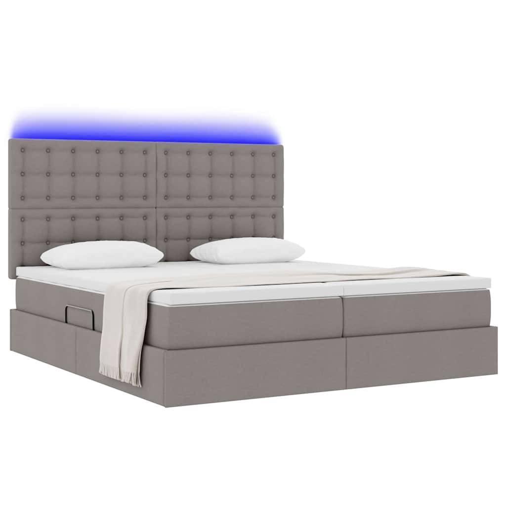 vidaXL LED-Speicherbett mit Matratze Taupe 180 x 200 cm Stoff
