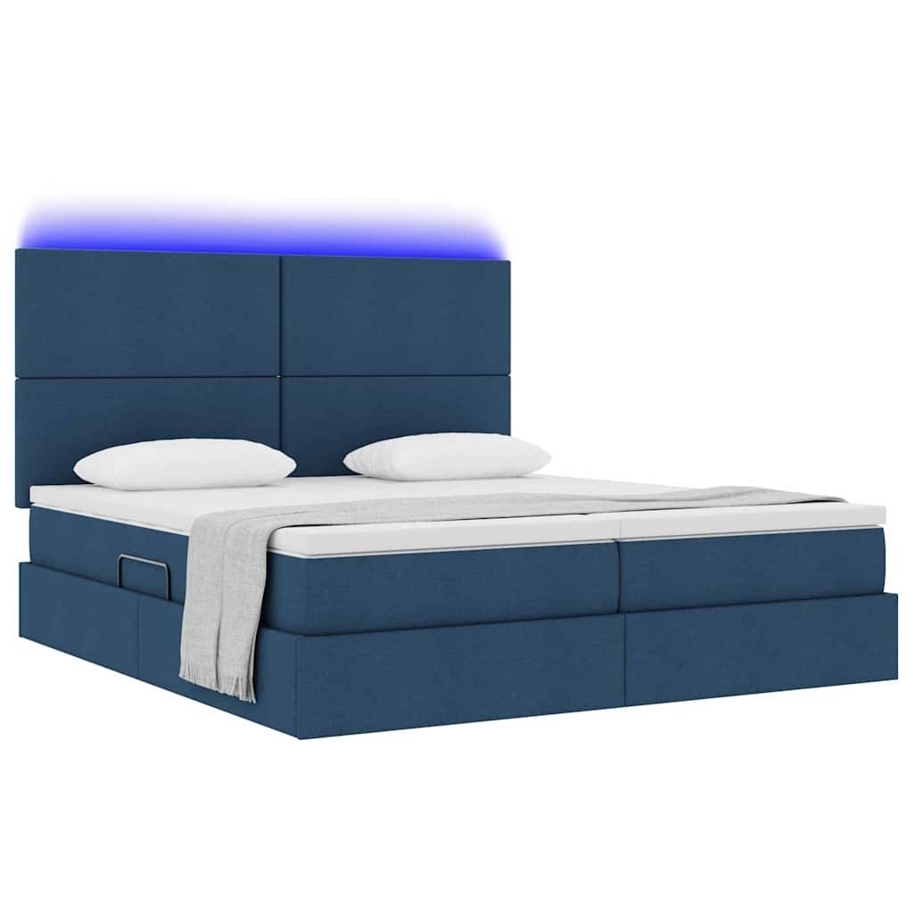 vidaXL LED-Speicherbett mit Matratze Blau 180 x 200 cm Stoff