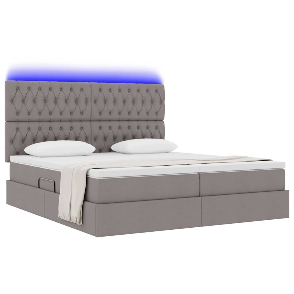vidaXL LED-Speicherbett mit Matratze Taupe 180 x 200 cm Stoff
