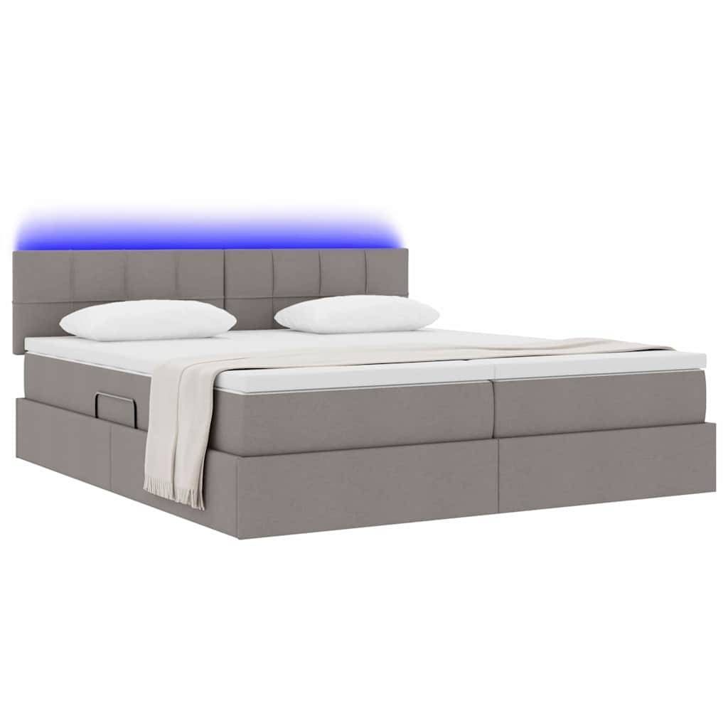 vidaXL LED-Speicherbett mit Matratze Taupe 200 x 200 cm Stoff
