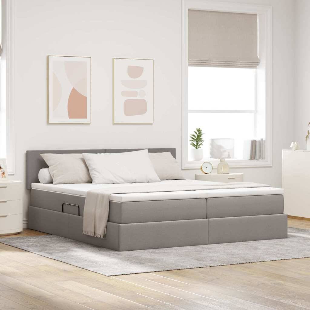 vidaXL LED-Speicherbett mit Matratze Taupe 180 x 200 cm Stoff
