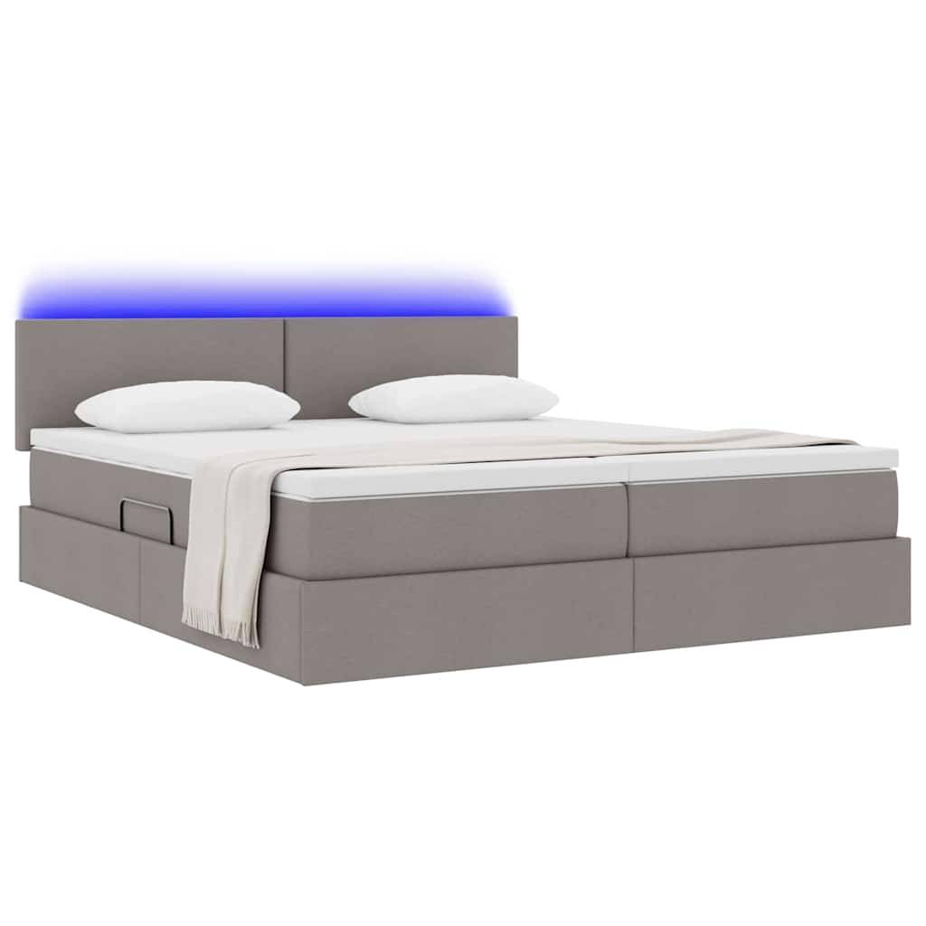 vidaXL LED-Speicherbett mit Matratze Taupe 180 x 200 cm Stoff