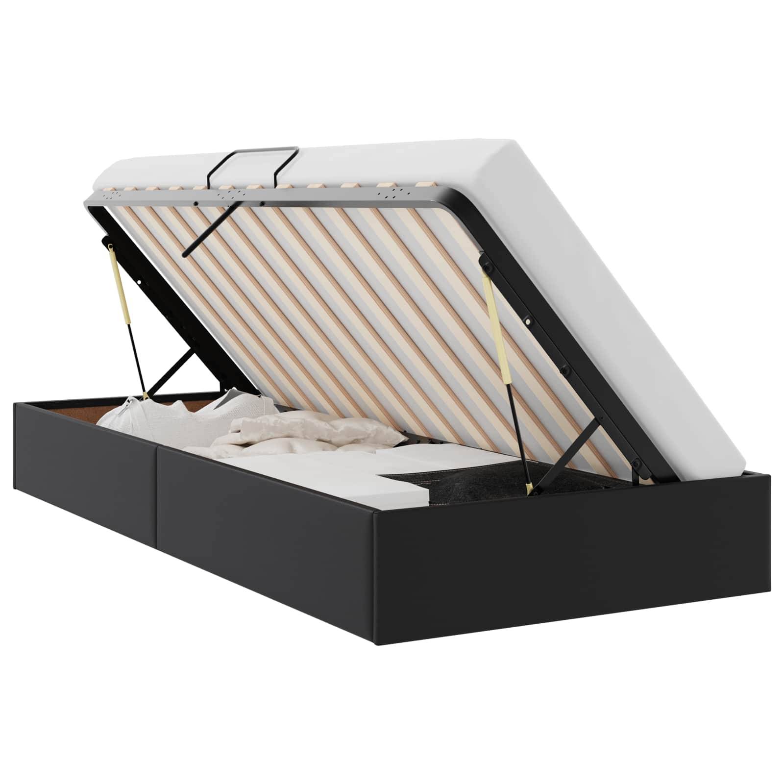 vidaXL Aufbewahrungsbett mit Speicher Schwarz 90 x 190 cm Kunstleder