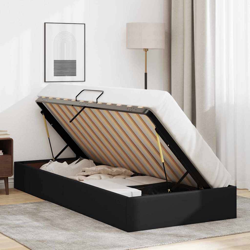 vidaXL Aufbewahrungsbett mit Speicher Schwarz 90 x 190 cm Kunstleder