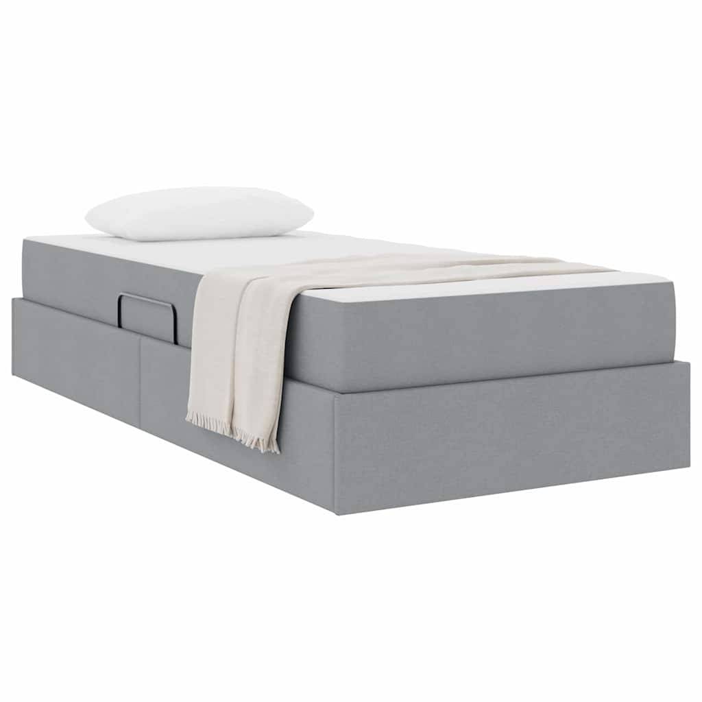 vidaXL Aufbewahrungsbett mit Matratze Hellgrau 90 x 200 cm Polyester
