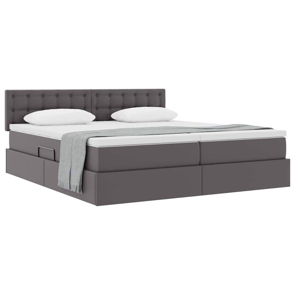 vidaXL Aufbewahrungsbett mit Matratze Grau 200 x 200 cm Kunstleder