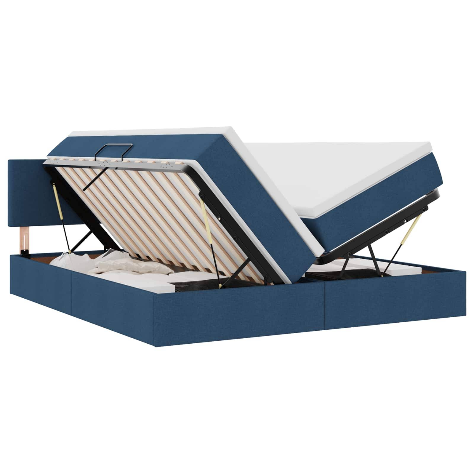 vidaXL Aufbewahrungsbett mit Matratze Blau 100 x 200 cm Kunstleder