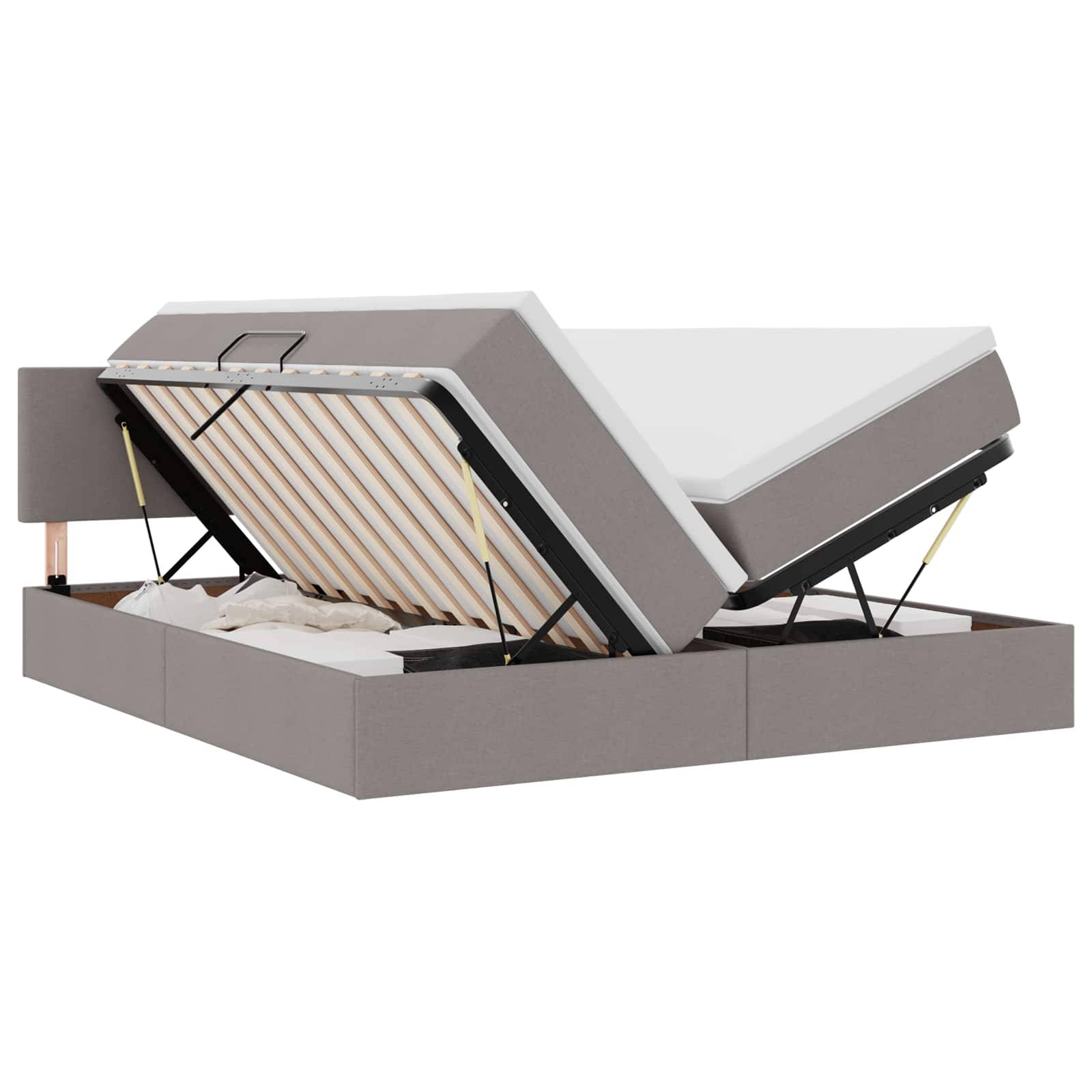 vidaXL LED-Speicherbett mit Matratze Taupe 180 x 200 cm Stoff