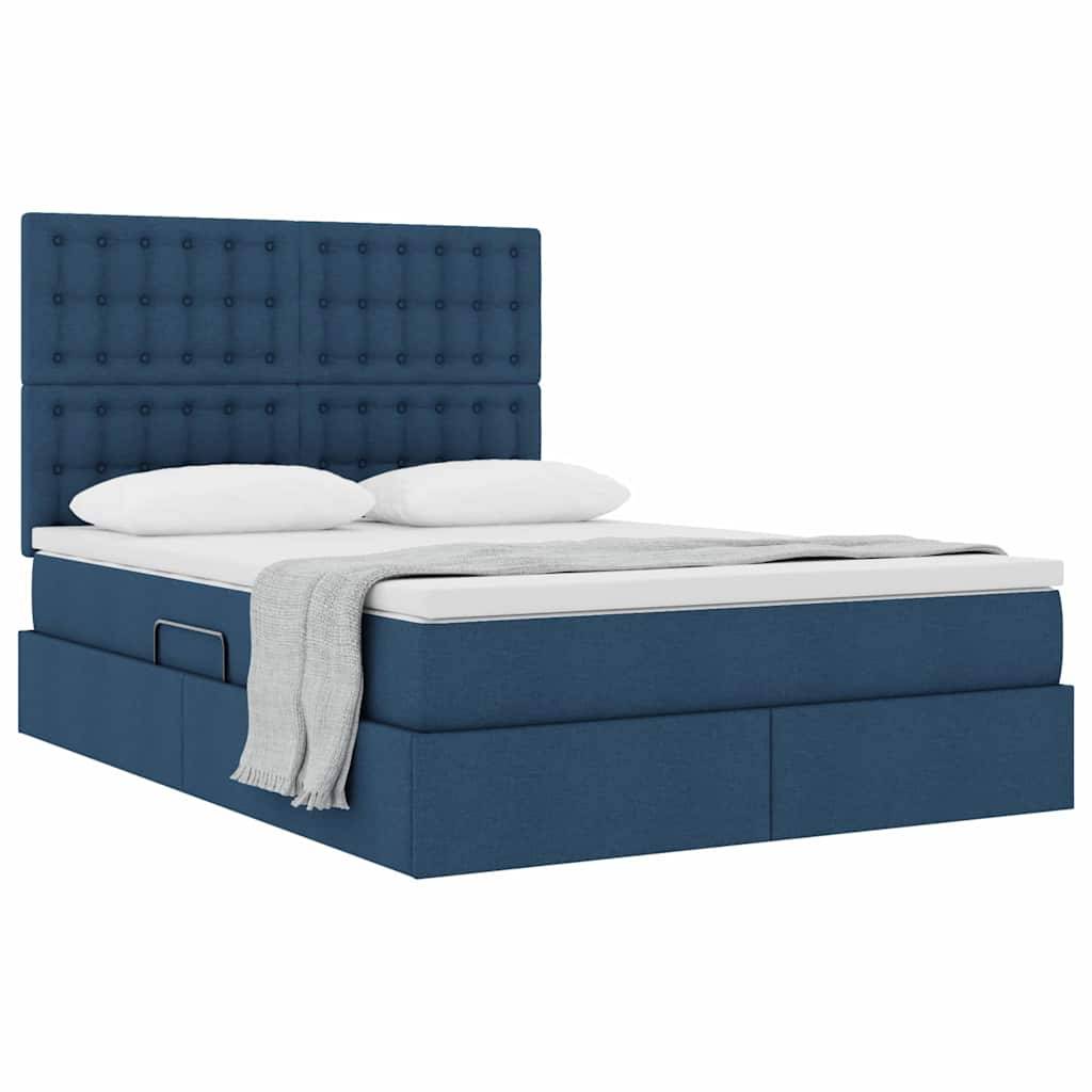 vidaXL Aufbewahrungsbett mit Matratze Blau 140 x 200 cm Stoff