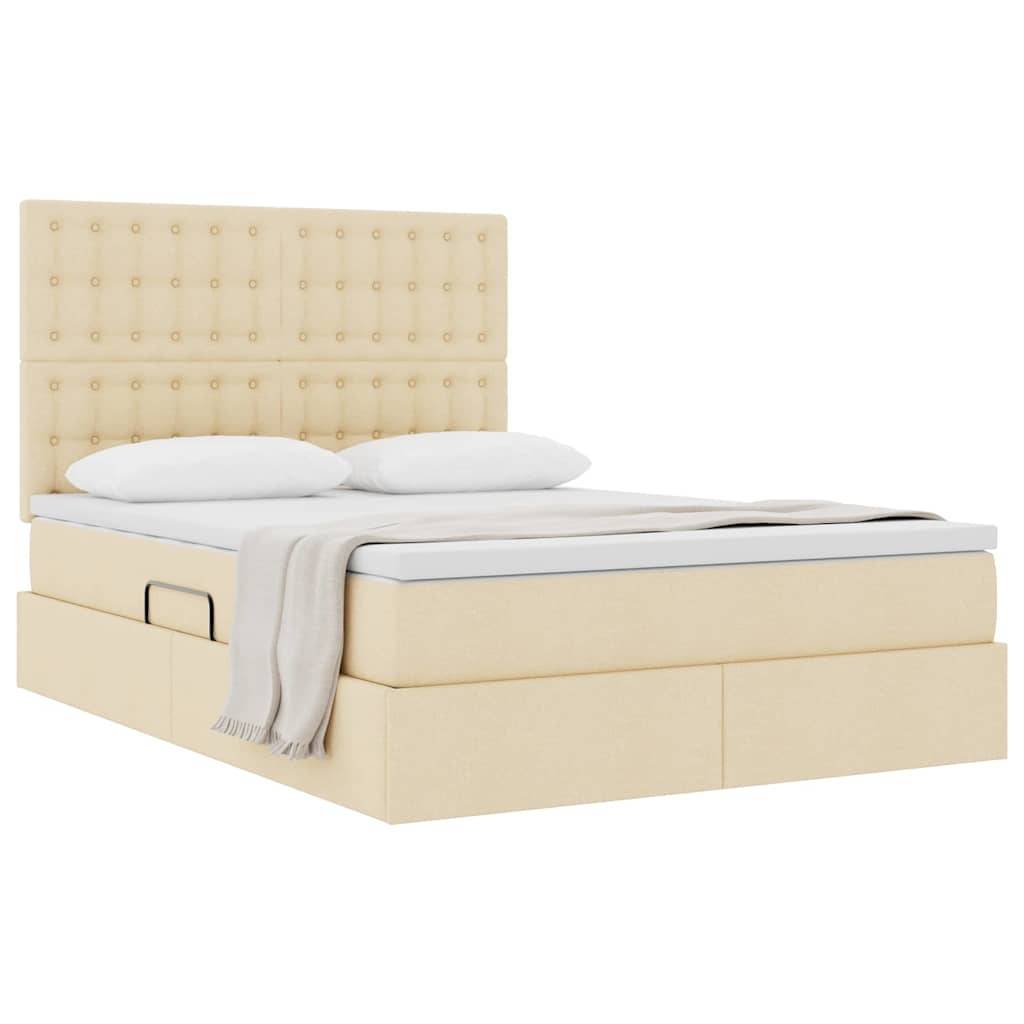 vidaXL Aufbewahrungsbett mit Matratze Creme 140 x 200 cm Stoff