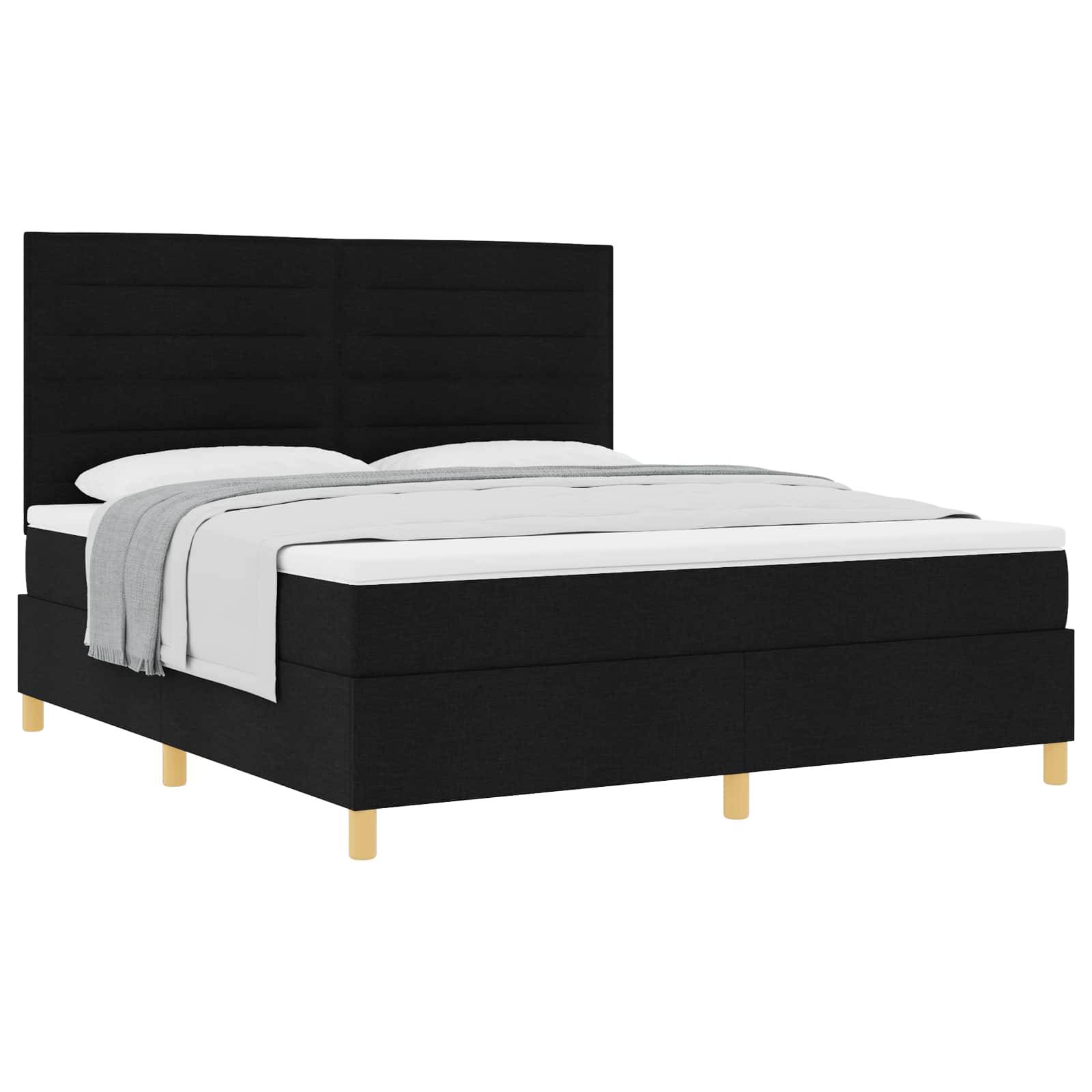 vidaXL Boxspringbett mit Matratze Schwarz 180 x 200 cm Stoff