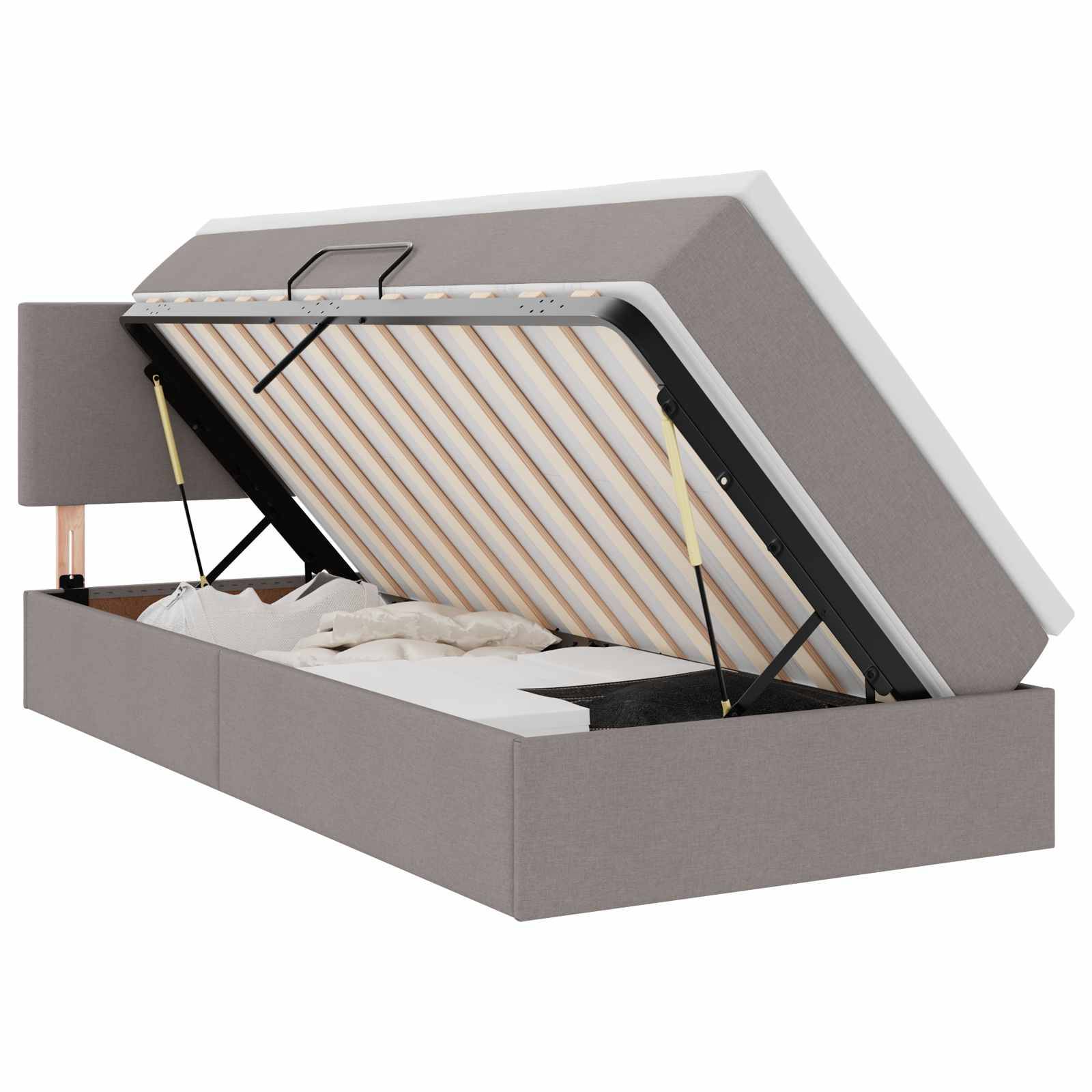 vidaXL LED-Speicherbett mit Matratze Taupe 90 x 190 cm Stoff