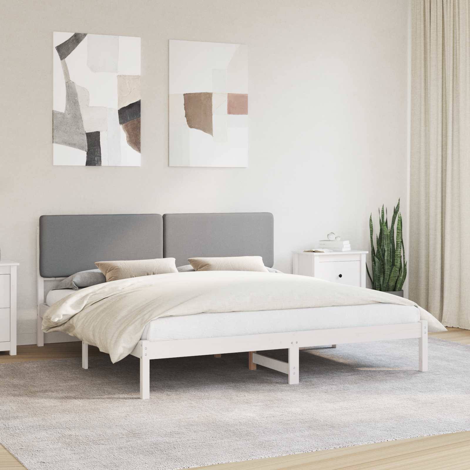 vidaXL Bettgestell mit gepolstertem Kopfteil Hellgrau 180 x 200 cm