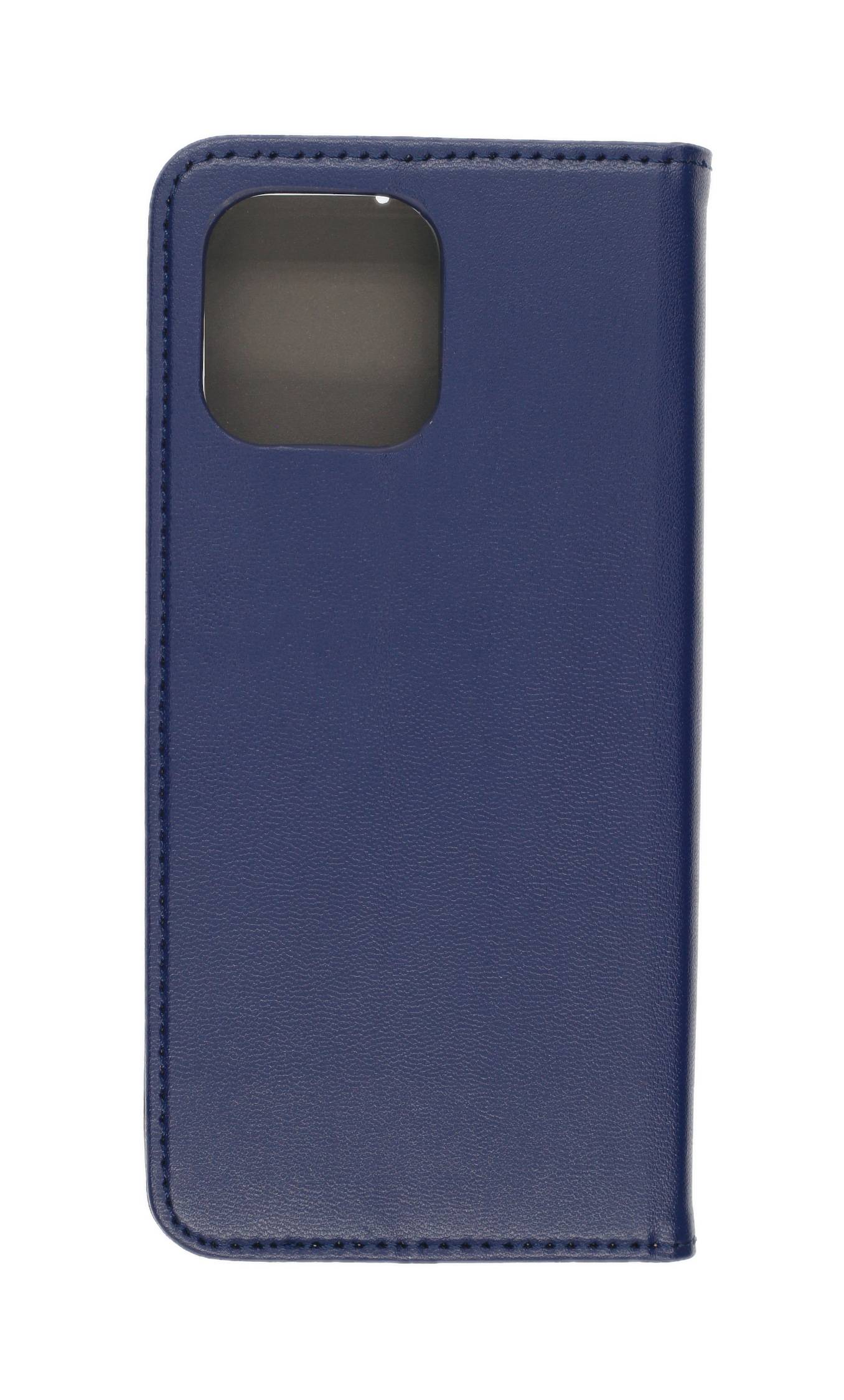 Ein blaues Telefongehäuse mit einem rechteckigen Ausschnitt für die Kamera.