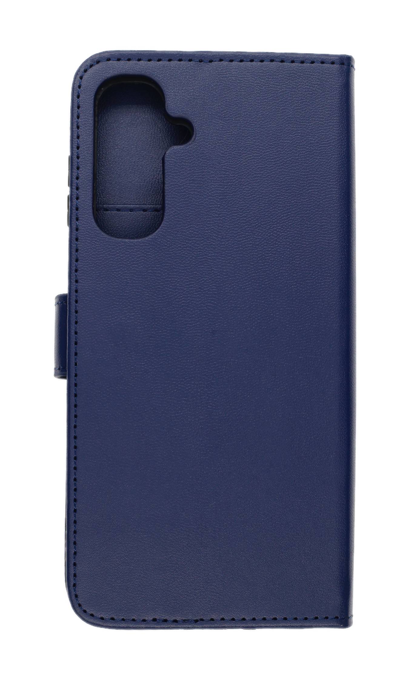 Ein schwarzes Leder-Smartphone-Etui mit klappbarem Deckel und Kameraausschnitt, entworfen für Schutz und Stil.