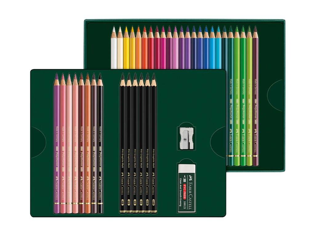 FABER-CASTELL Farbstift - verschiedene Farbenmit Radierer - 38 Stücke