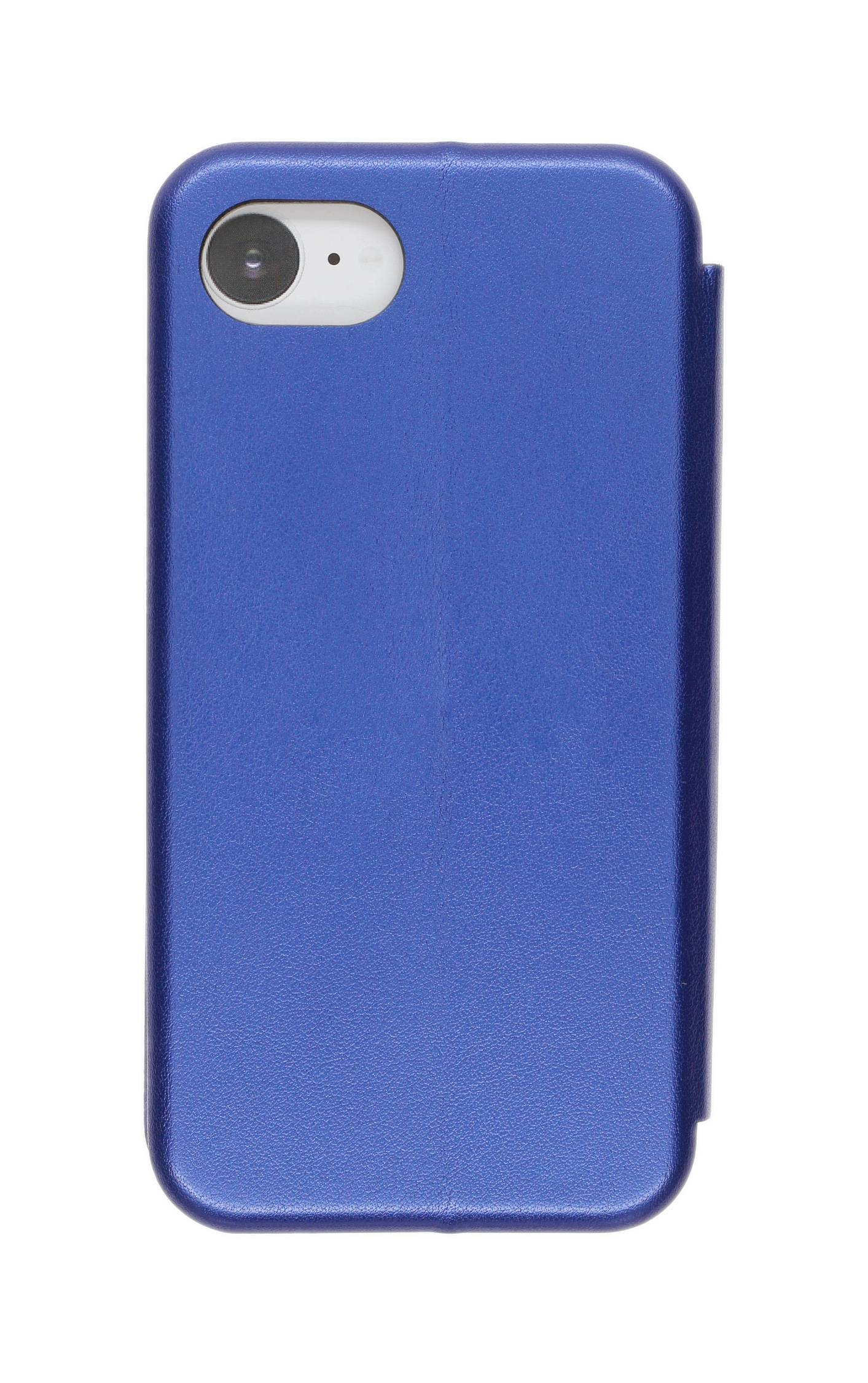 Ein blaues Smartphone-Case von hinten gezeigt mit sichtbarem Kameraausschnitt.