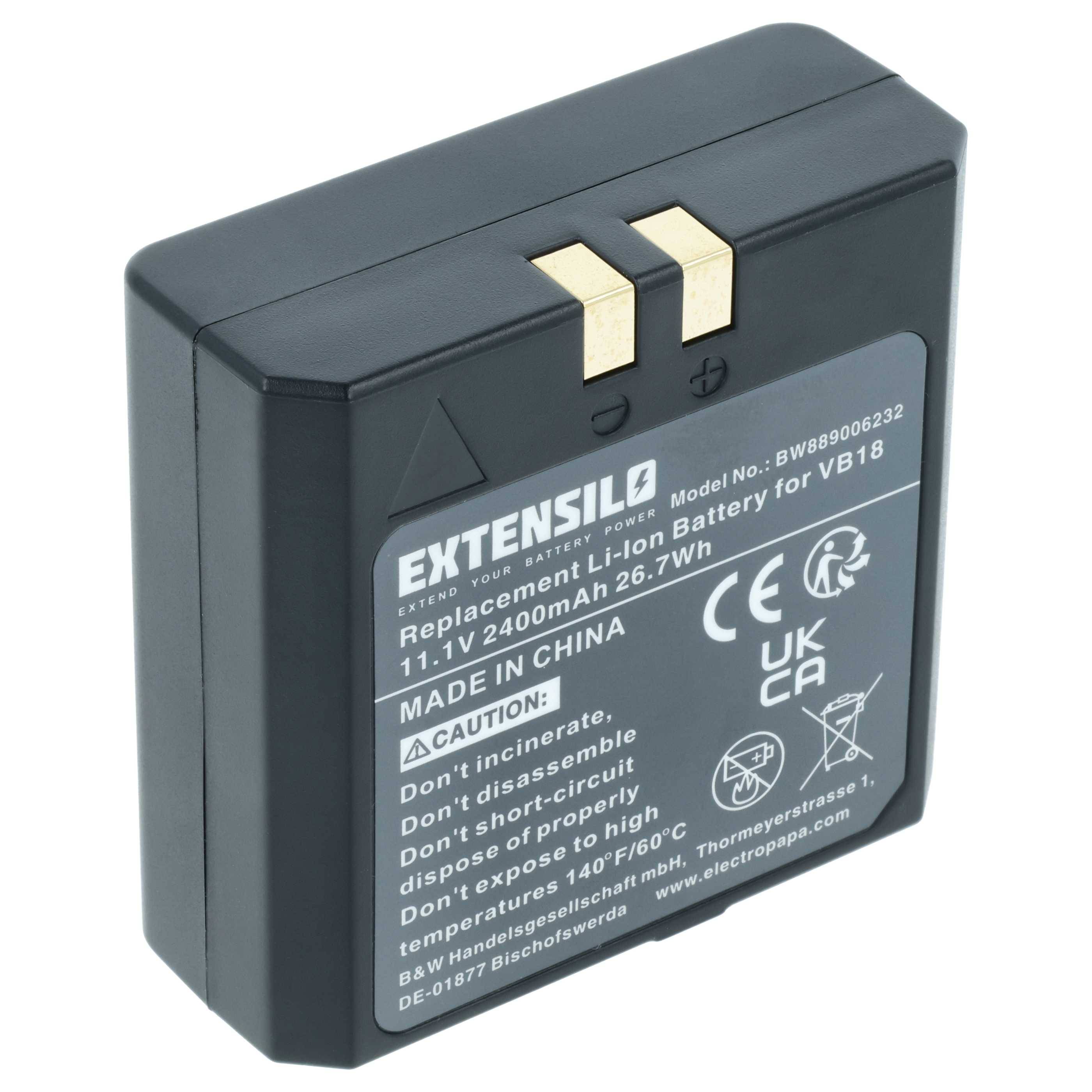 Eine schwarze Batterie mit der Bezeichnung „EXTENSIL