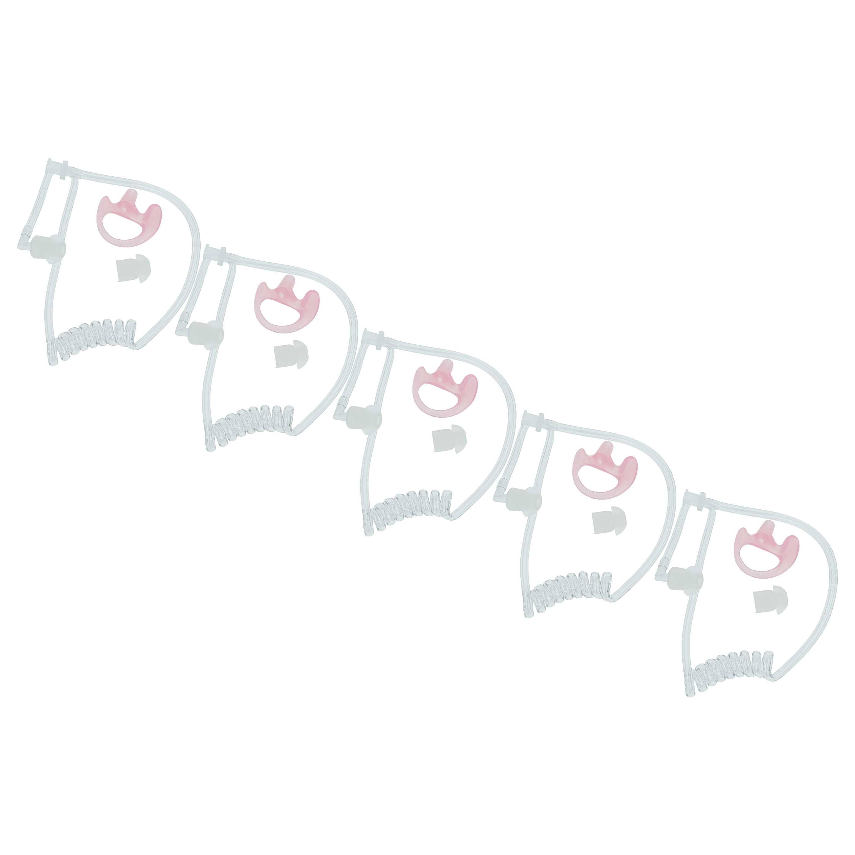 vhbw 5x Security Schallschlauch Ohrhörer, 10x Ohrstöpsel, 5x Ohreinsatz M für Headset, Funkgerät - Für linkes Ohr, transparent