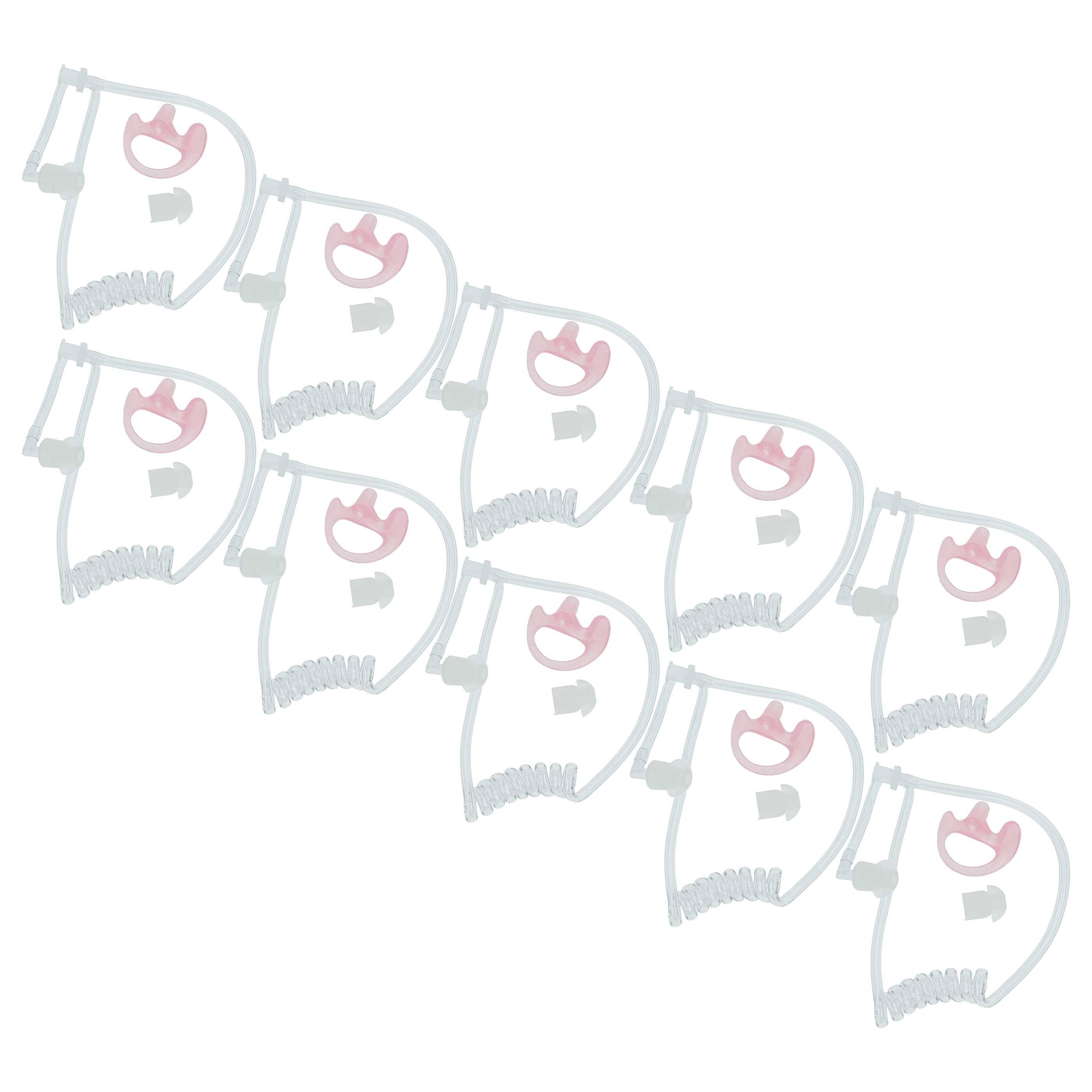 vhbw 10x Security Schallschlauch Ohrhörer, 20x Ohrstöpsel, 10x Ohreinsatz M für Headset, Funkgerät - Für linkes Ohr, transparent