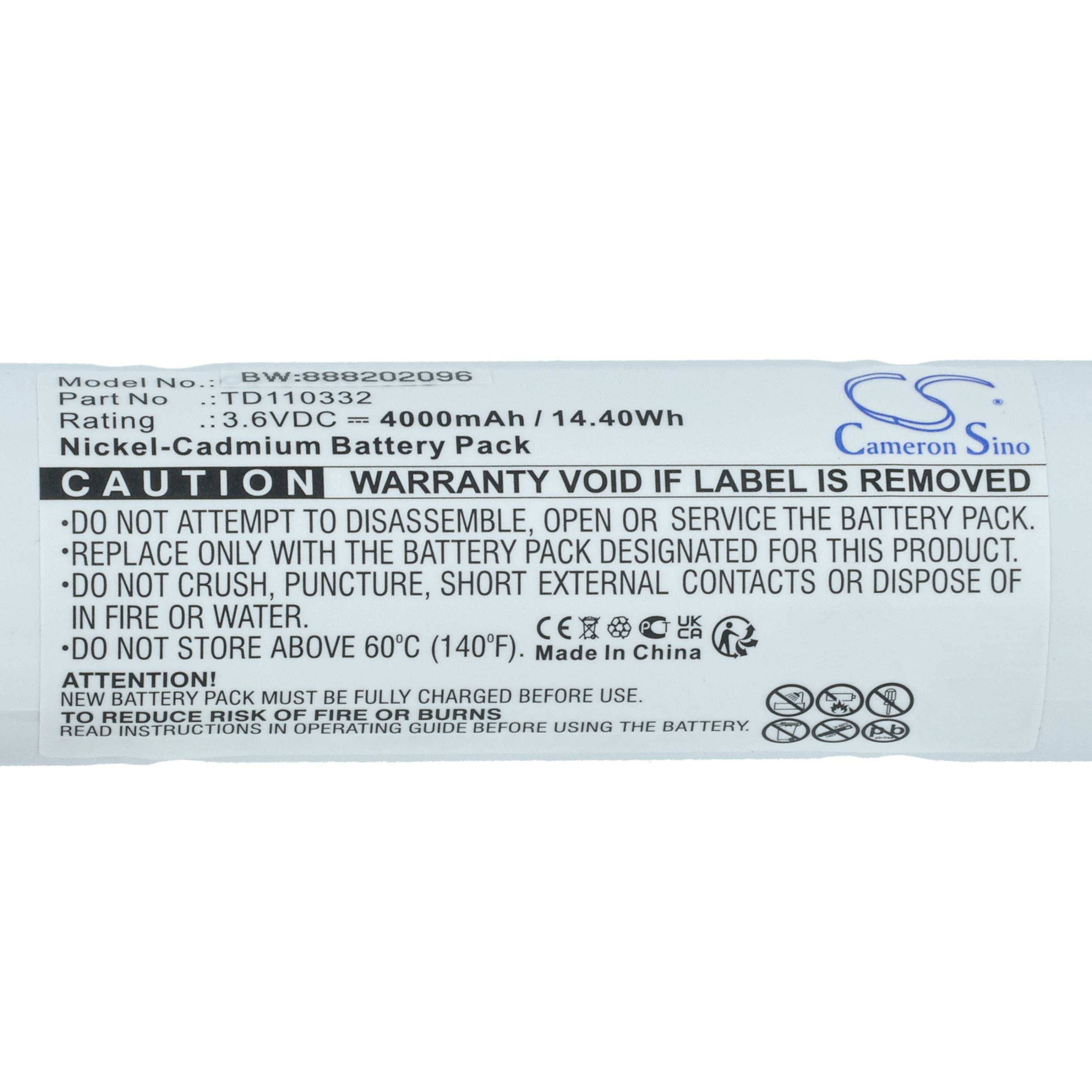 vhbw Akku kompatibel mit Schneider EVX Ferro, Everlux Ferro, Exiway Pyros Fluchtweg, Notfallbeleuchtung (4000mAh, 3,6V, NiCd)