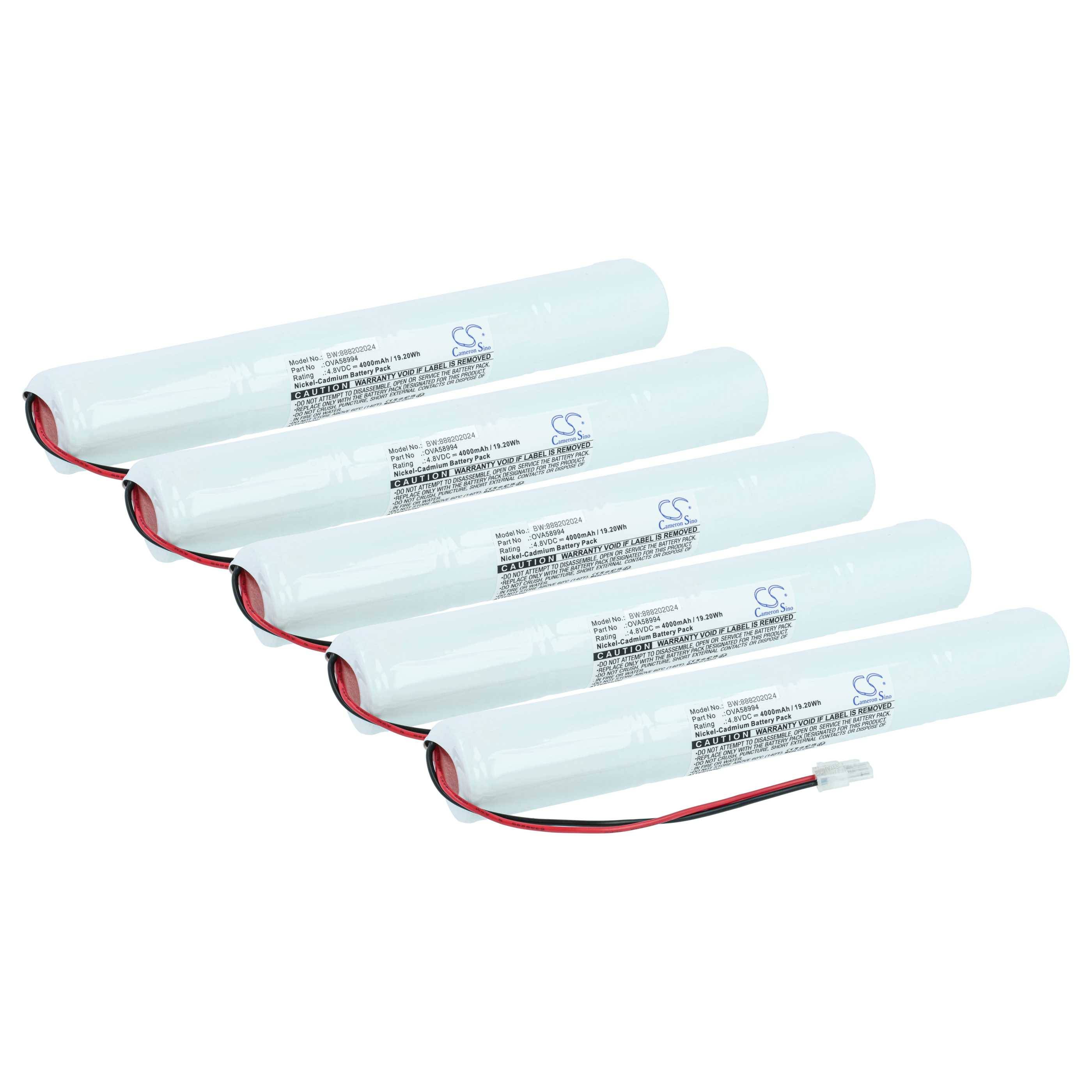 vhbw 5x Akku kompatibel mit Schneider Exiway Plus, One, Class Fluchtweg, Notfallbeleuchtung (4000 mAh, 4,8 V, NiCd)