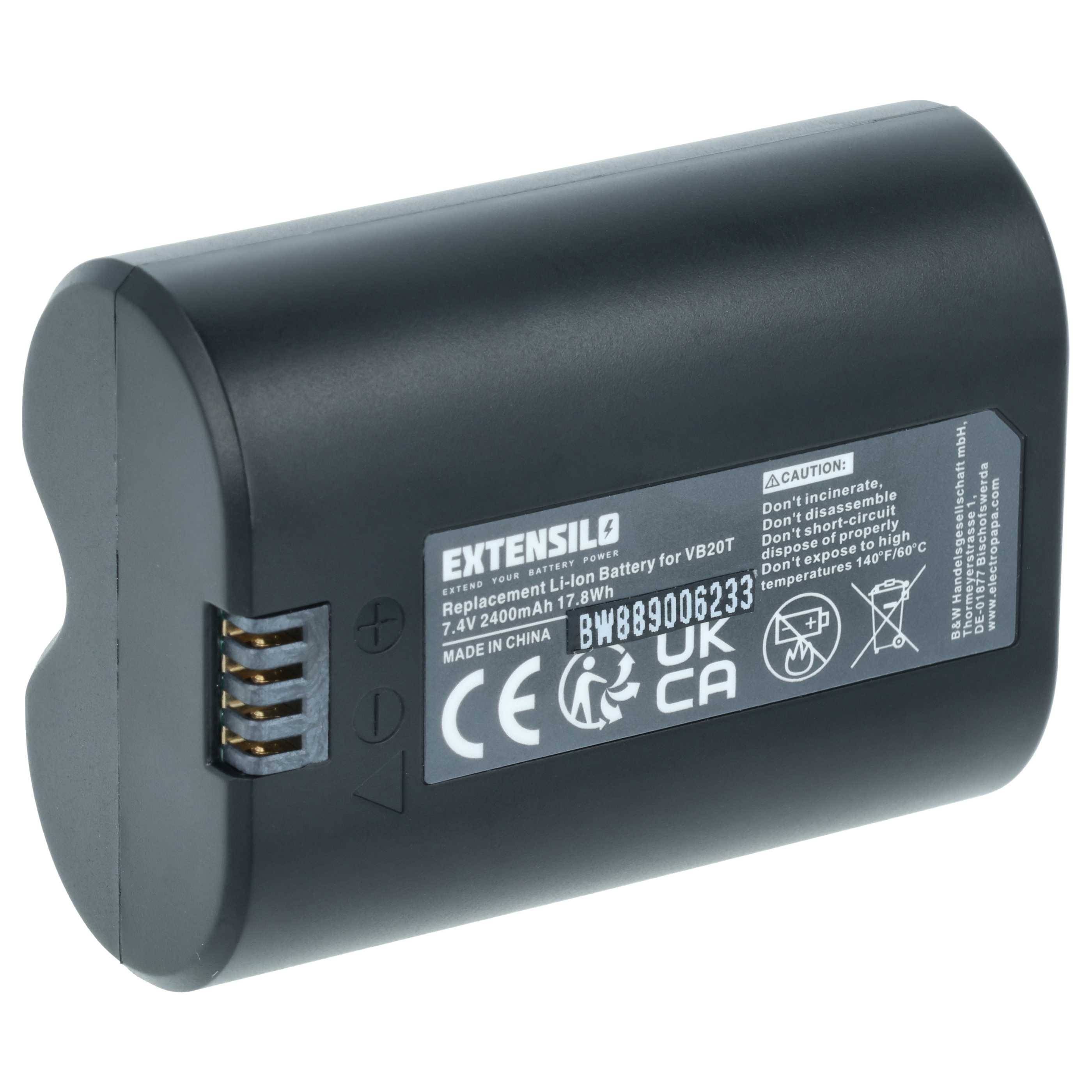 EXTENSILO Akku kompatibel mit Godox V350 Blitzgerät, Kamera-Blitz (2400 mAh, 7,4 V, Li-Ion)