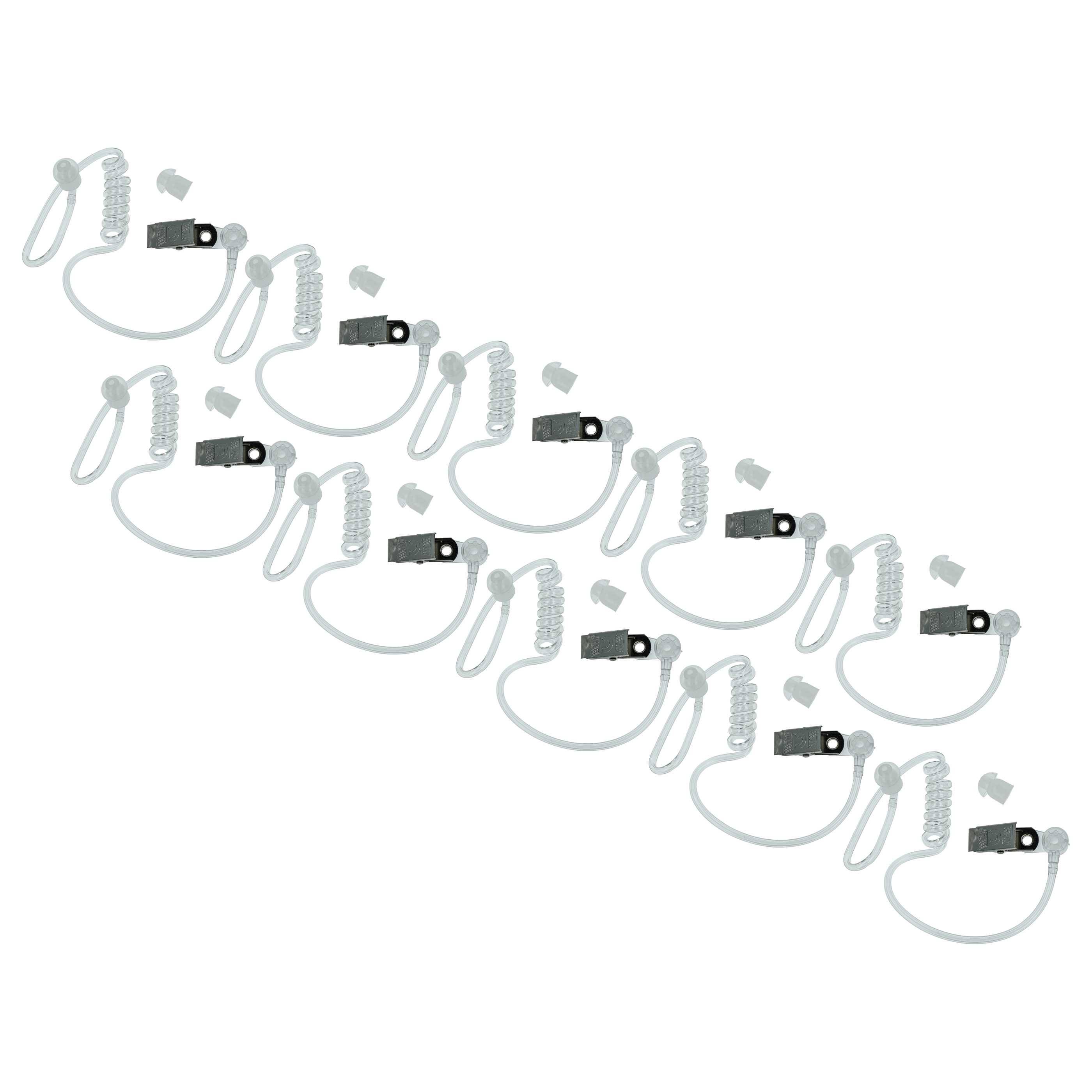 Gardinendraht-Hakensätze diagonal in drei Reihen angeordnet, jeder Satz enthält einen weißen Haken, Wickeldraht, eine Schraube und einen Wanddübel.