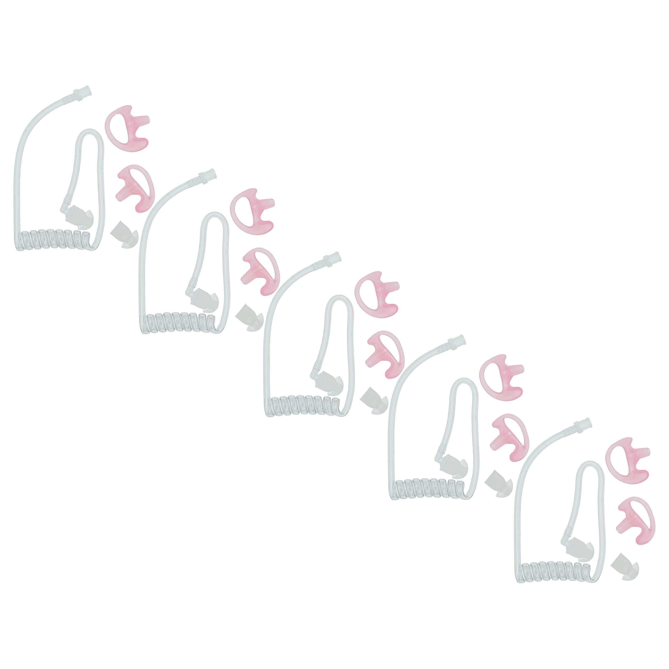 vhbw 5x Security Schallschlauch Ohrhörer, 10x Ohrstöpsel, 10x Ohreinsatz L für Headset, Funkgerät - Für linkes und rechtes Ohr, transparent