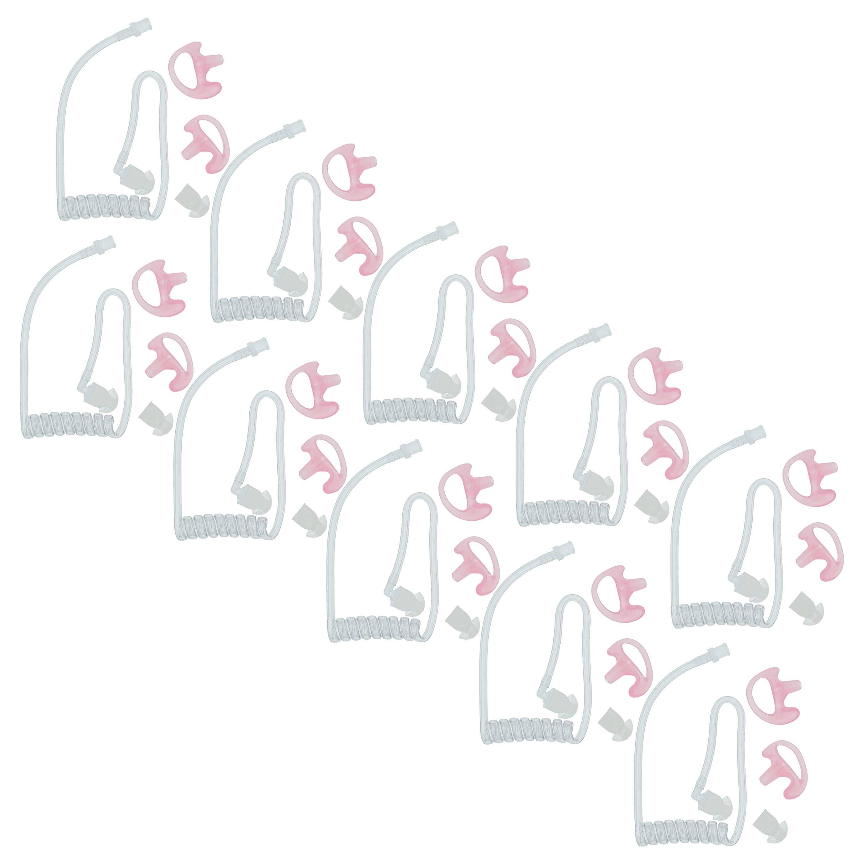 vhbw 10x Security Schallschlauch Ohrhörer, 20x Ohrstöpsel, 20x Ohreinsatz L für Headset, Funkgerät - Für linkes und rechtes Ohr, transparent