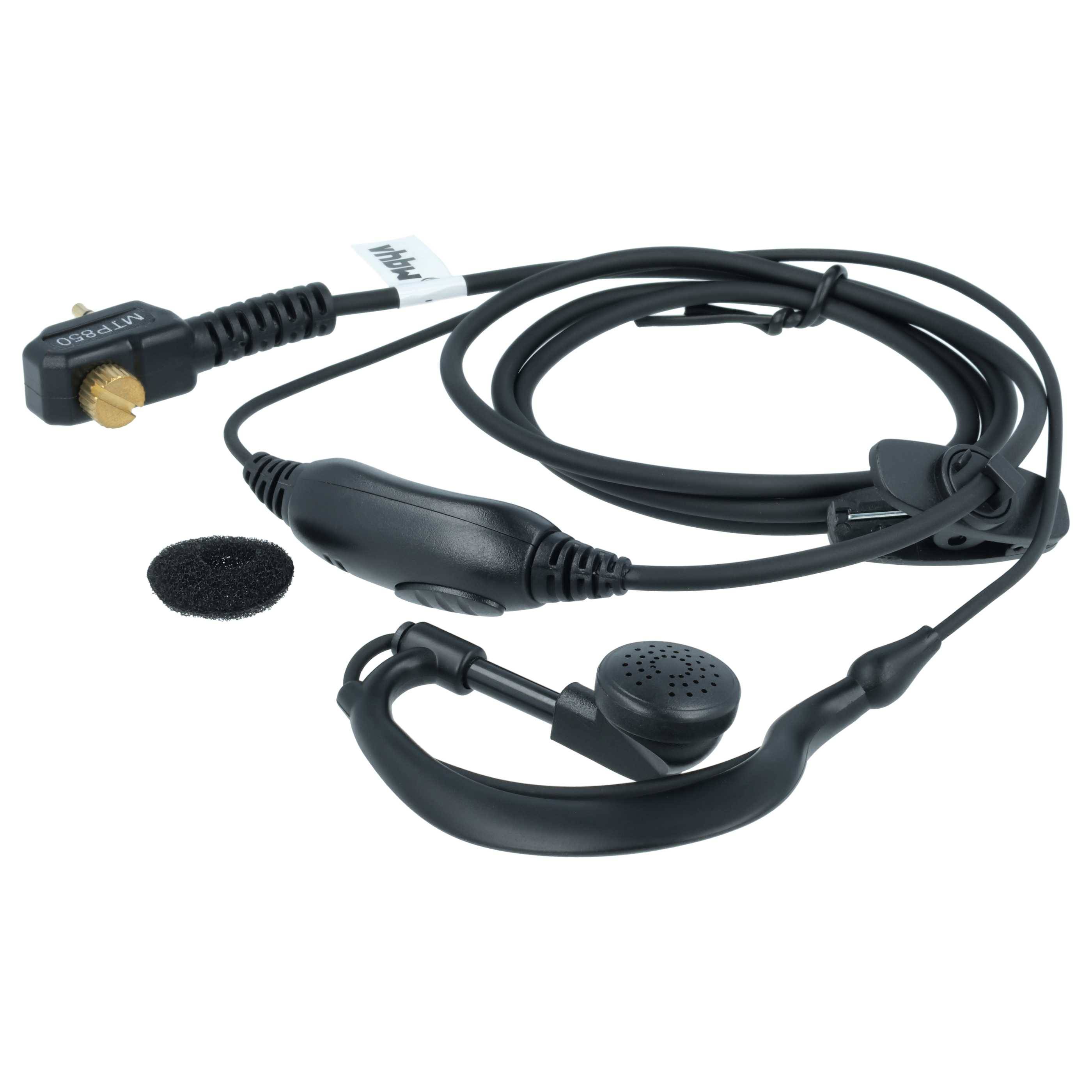 In-Ear-Kopfhörer mit flexiblem Schlauch, verstellbarem Clip und 3,5-mm-Anschluss. Beinhaltet abnehmbares Ohrstöpsel-Polster. Spiralkabel für Komfort.
