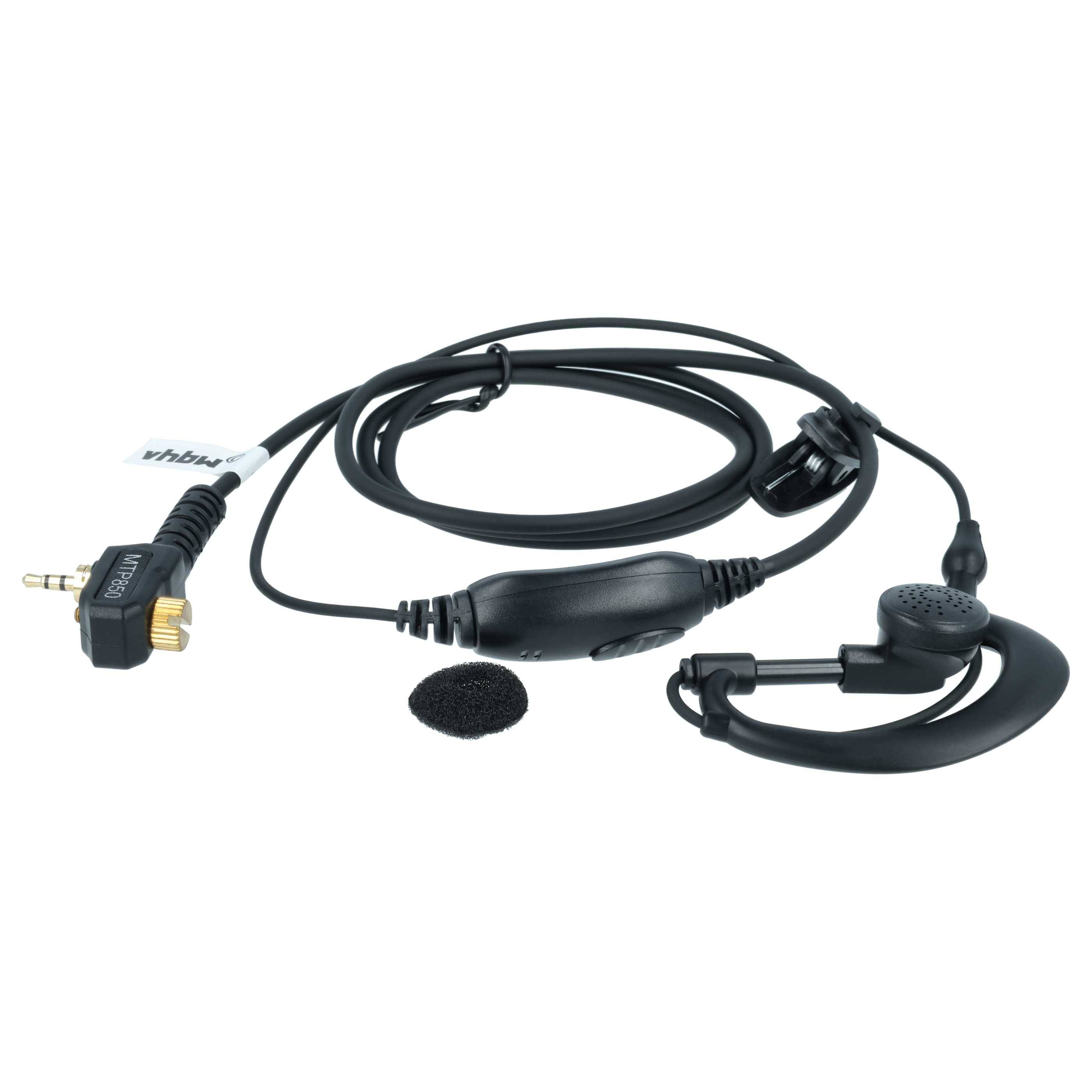 vhbw 5x Headset kompatibel mit Motorola MTH850, MTP850, MTH650, CEP400, Tetra, MTH600, MTH800 Funkgerät - schwarz