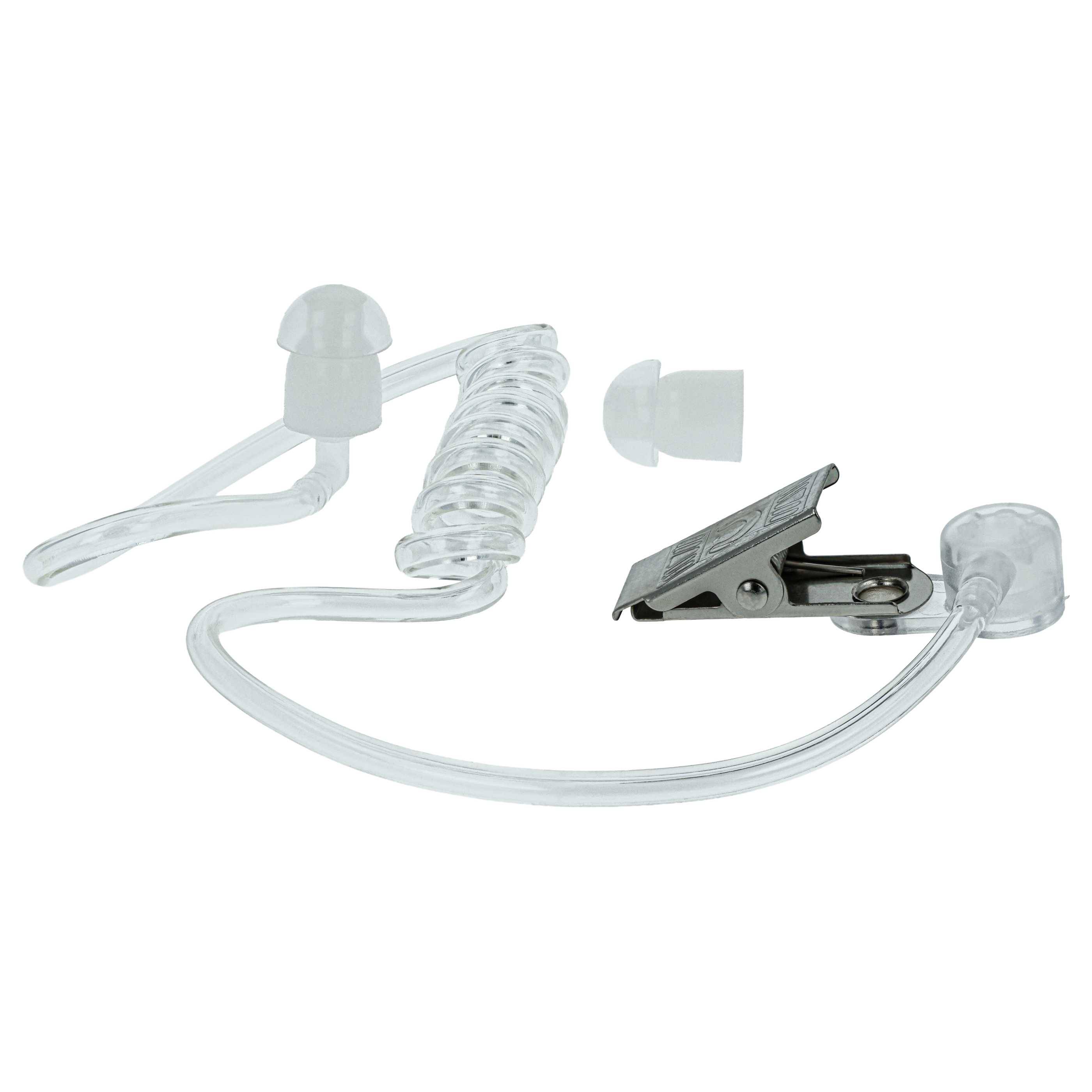 vhbw Security Schallschlauch Ohrhörer | für alle gängigen Security-Headsets mit abgesetztem Akustik-Schallwandler - Mit Clip, transparent / weiß