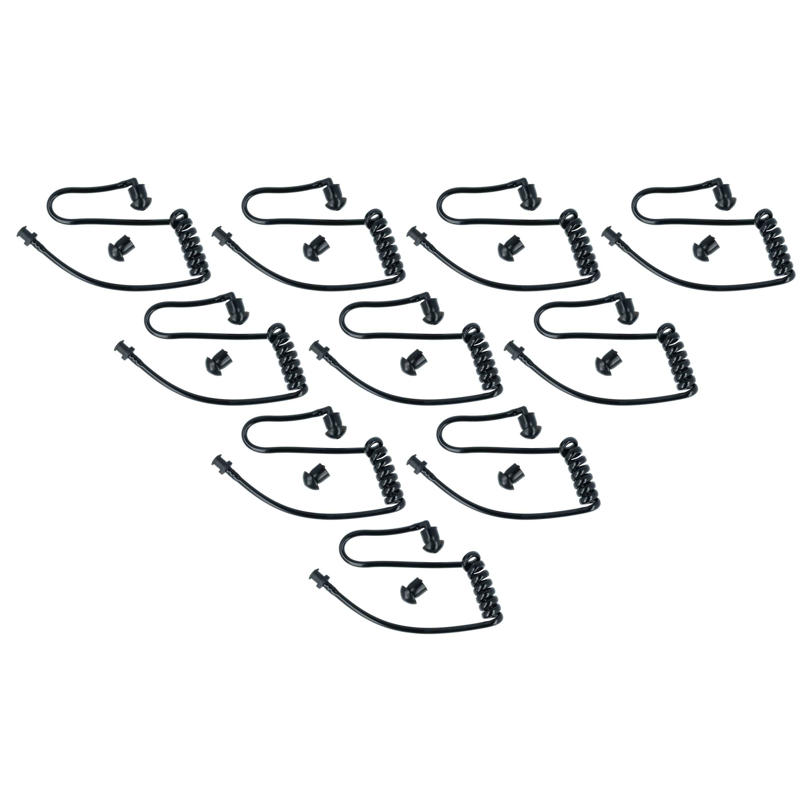 Satz von dreizehn schwarzen aufgerollten Kabeln in einem Dreiecksmuster angeordnet.