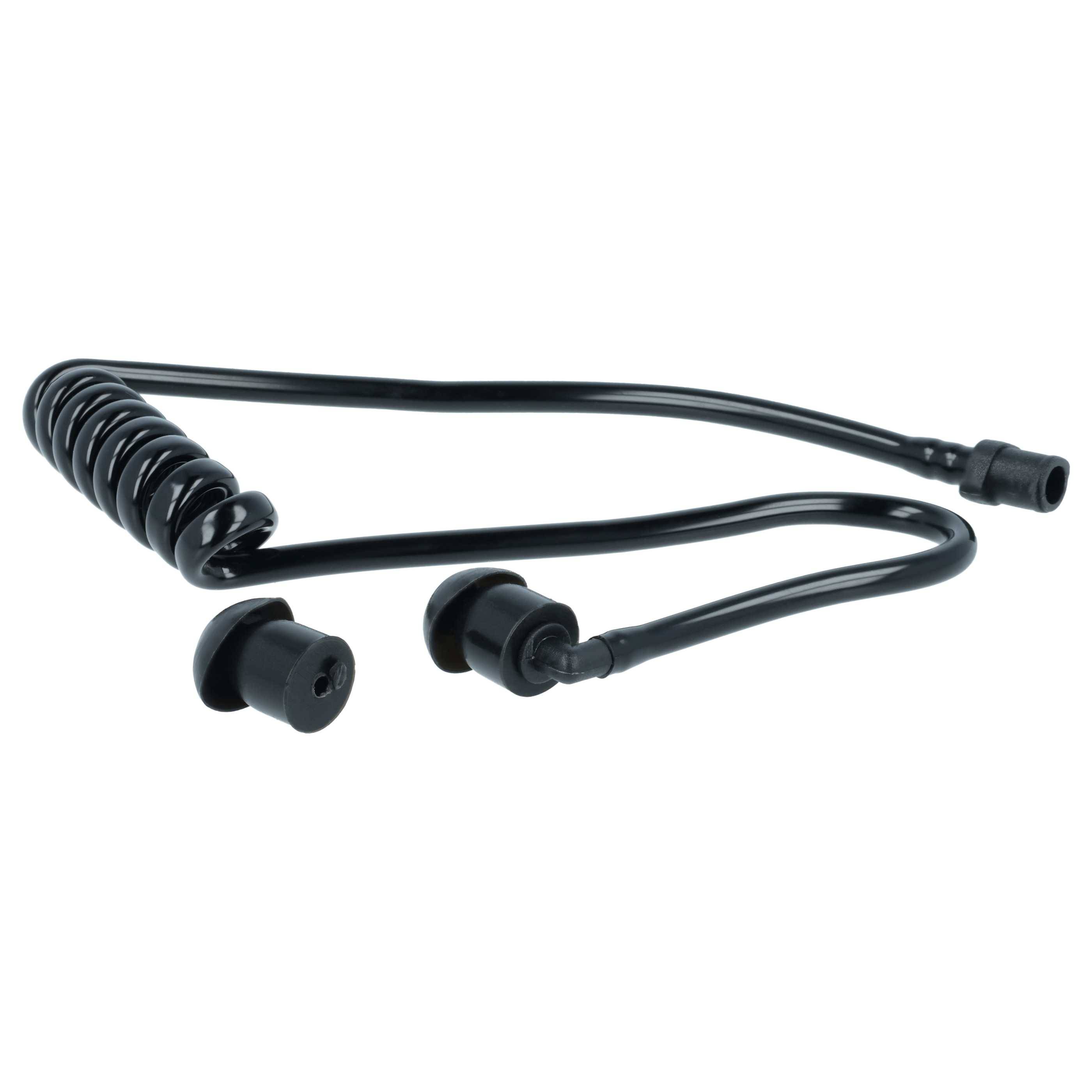 Aufgerolltes schwarzes Kabel mit Steckverbindern an jedem Ende, möglicherweise zur elektronischen oder Automobilanwendung.