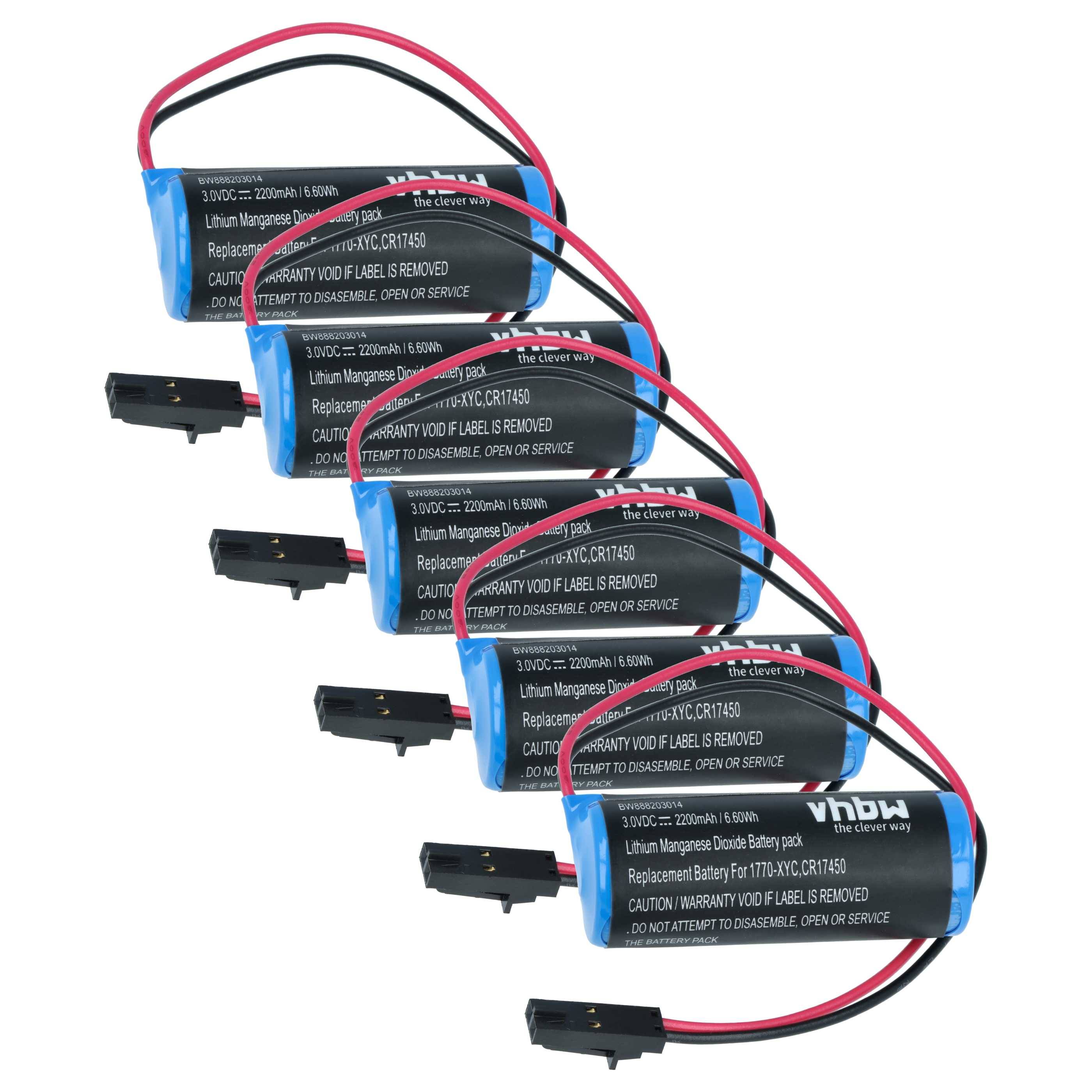 vhbw 5x Batterie Ersatz für Allen Bradley 96831384-BAT | für PLC Programmable Logic Controller (2200 mAh, 3 V, Li-MnO2)