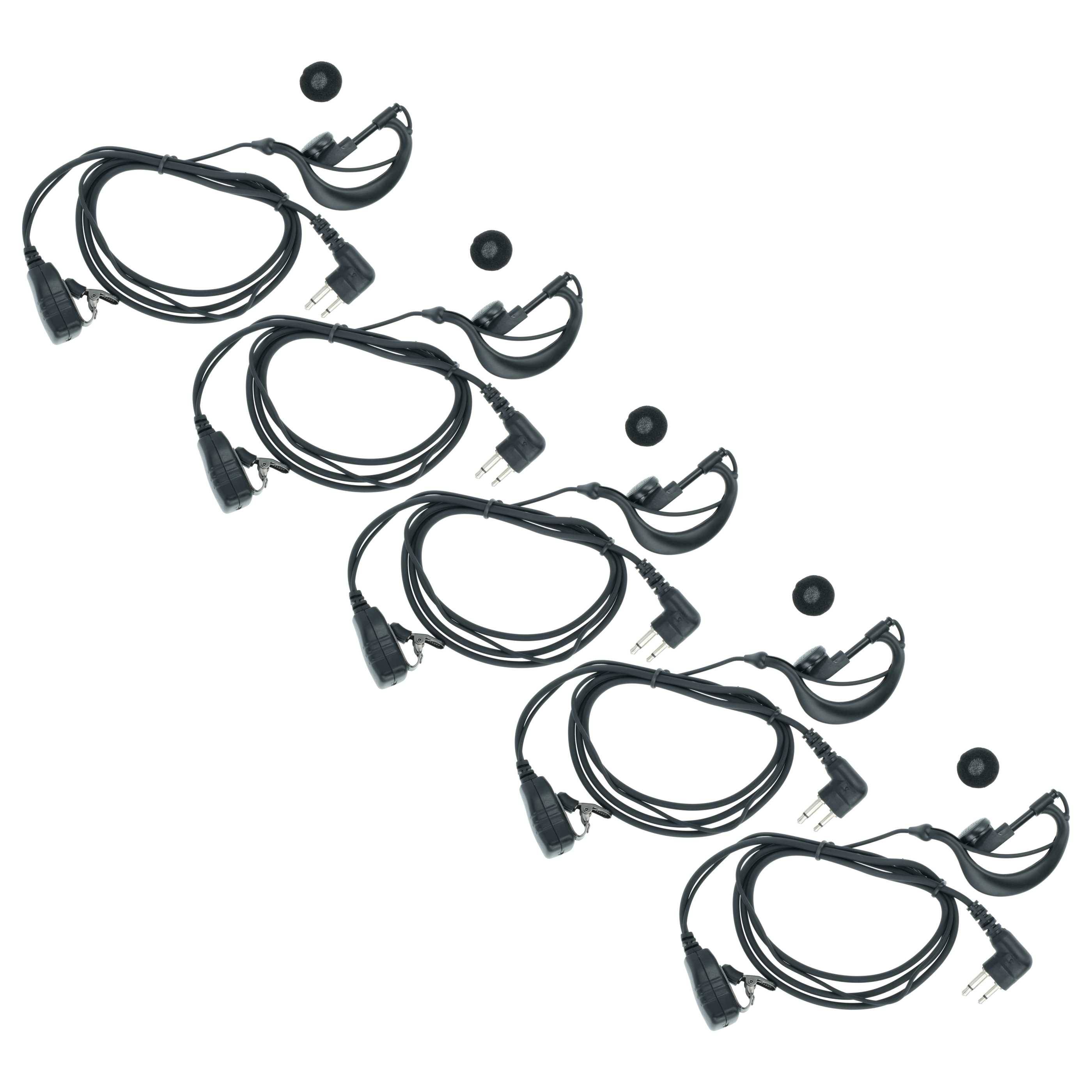 vhbw 5x Headset kompatibel mit Motorola Radius P110 Funkgerät - schwarz