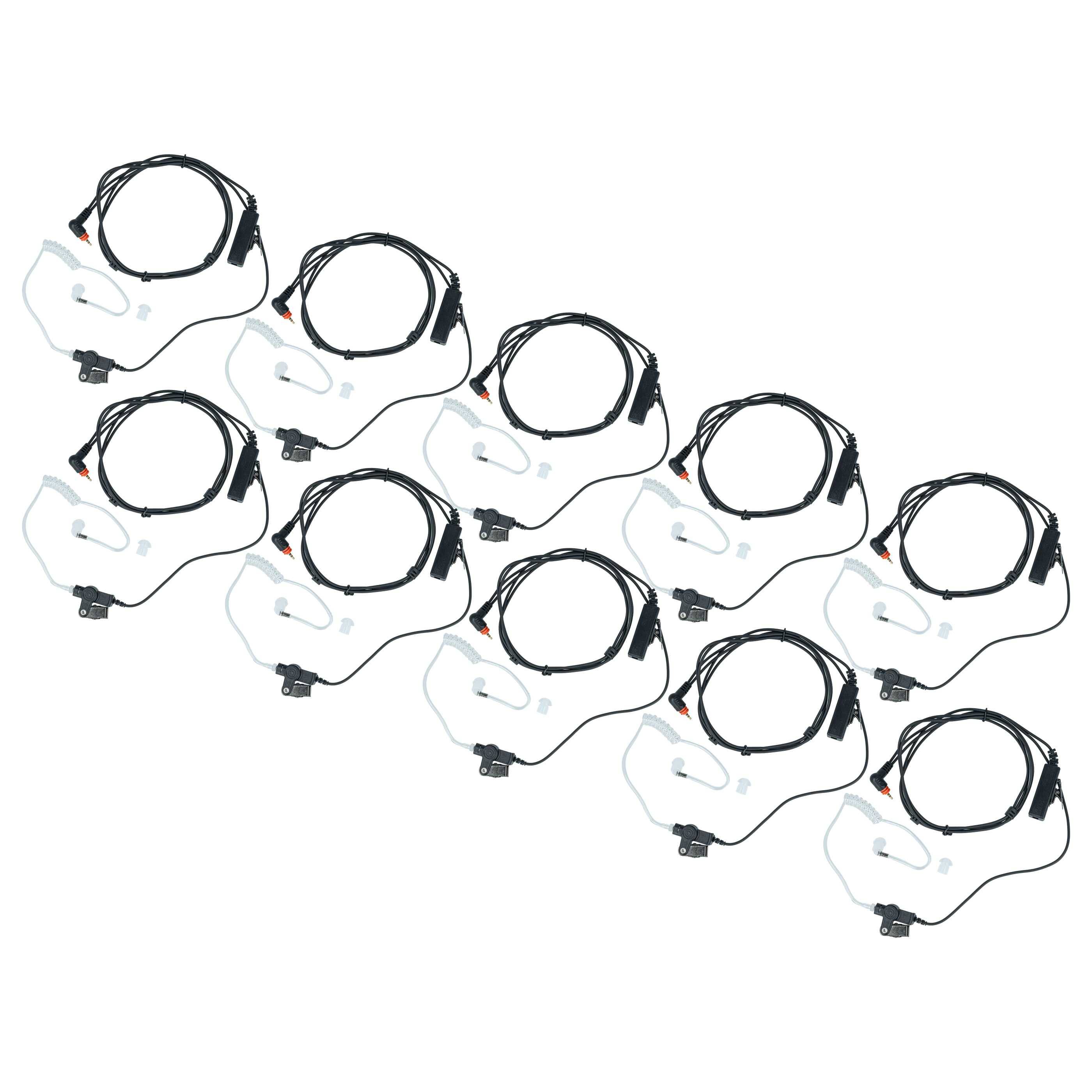 vhbw 10x Headset kompatibel mit Motorola SL7550, SL1K, SL4010, SL1600, SL4000, SL7500, SL1M Funkgerät - schwarz, Akustikschlauch