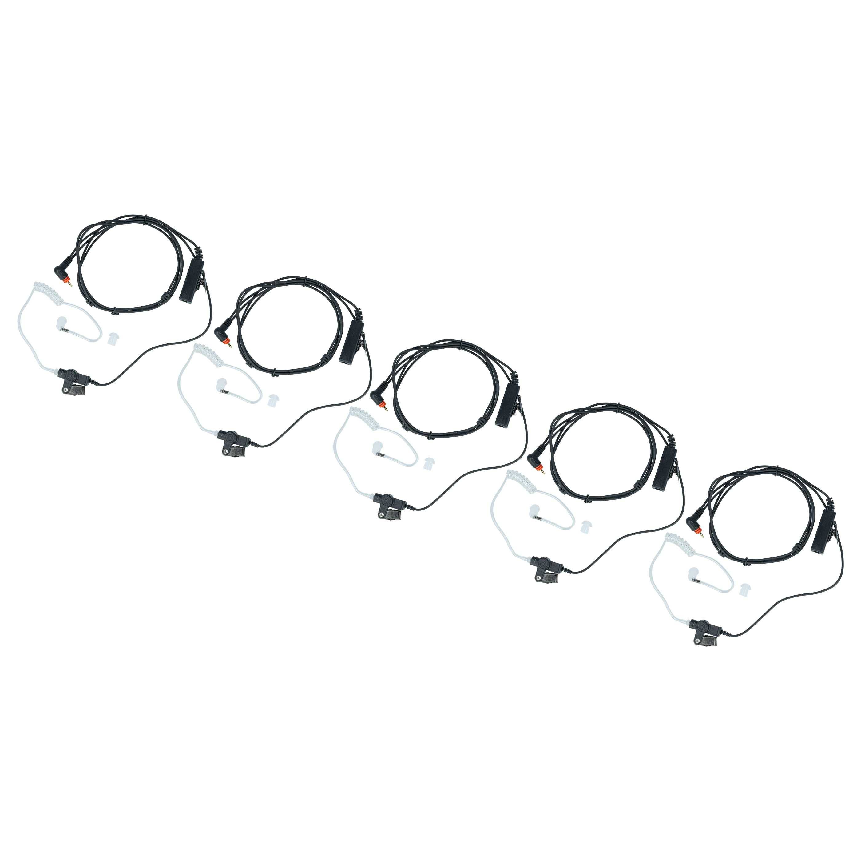 vhbw 5x Headset kompatibel mit Motorola SL7550, SL1K, SL4010, SL1600, SL4000, SL7500, SL1M Funkgerät - schwarz, Akustikschlauch