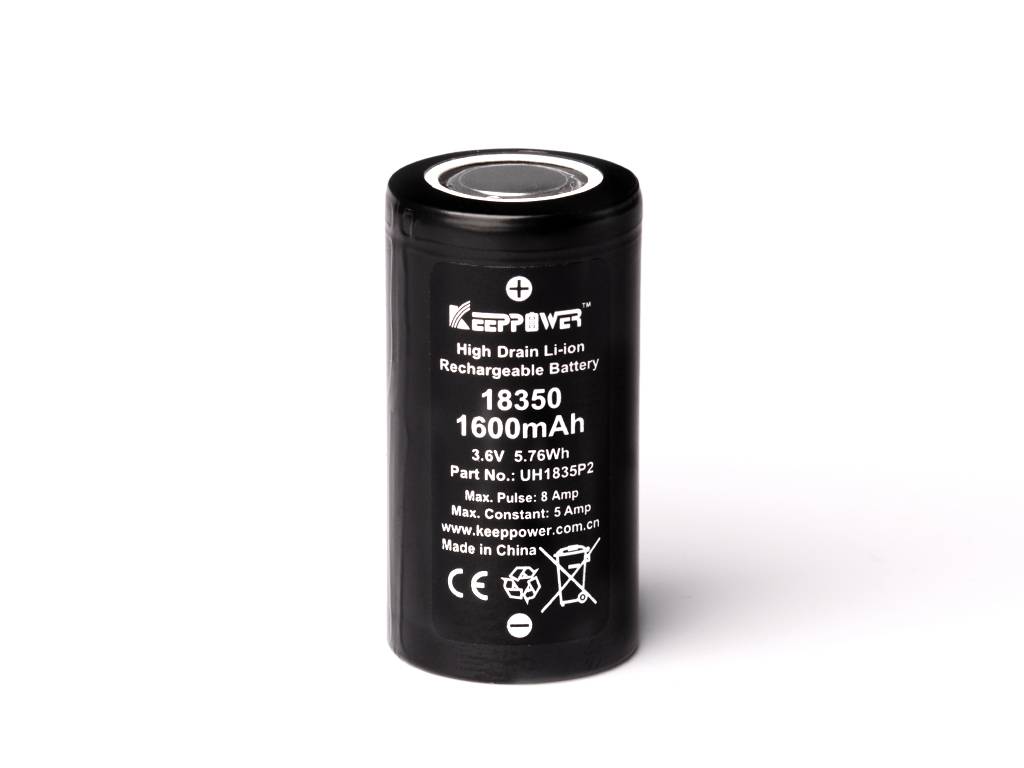 Keeppower, 18350, 1600mAh 3,6 Volt - 3,7 Volt Lithium-Ionen-Akku Entladestrom konstant 5 Ampere