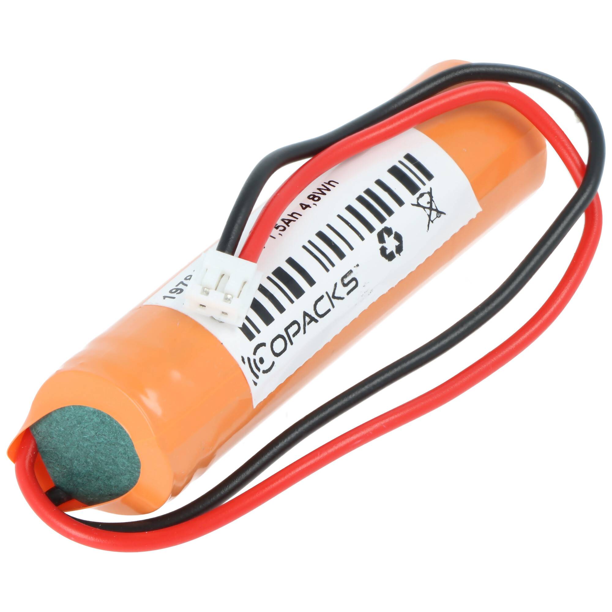 Orange zylindrische Batterie mit Drähten