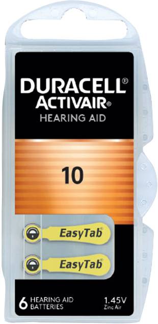 Duracell Batterie Zinc Air, 10, 14,5V Activair, Retail Blister (6-Pack)