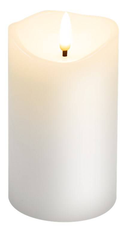 Goobay LED-Echtwachskerze, weiß, 7,5 x 12,5 cm - mit Timerfunktion und 3D-Flammenkegel, batteriebetrieben, warmweiß (270