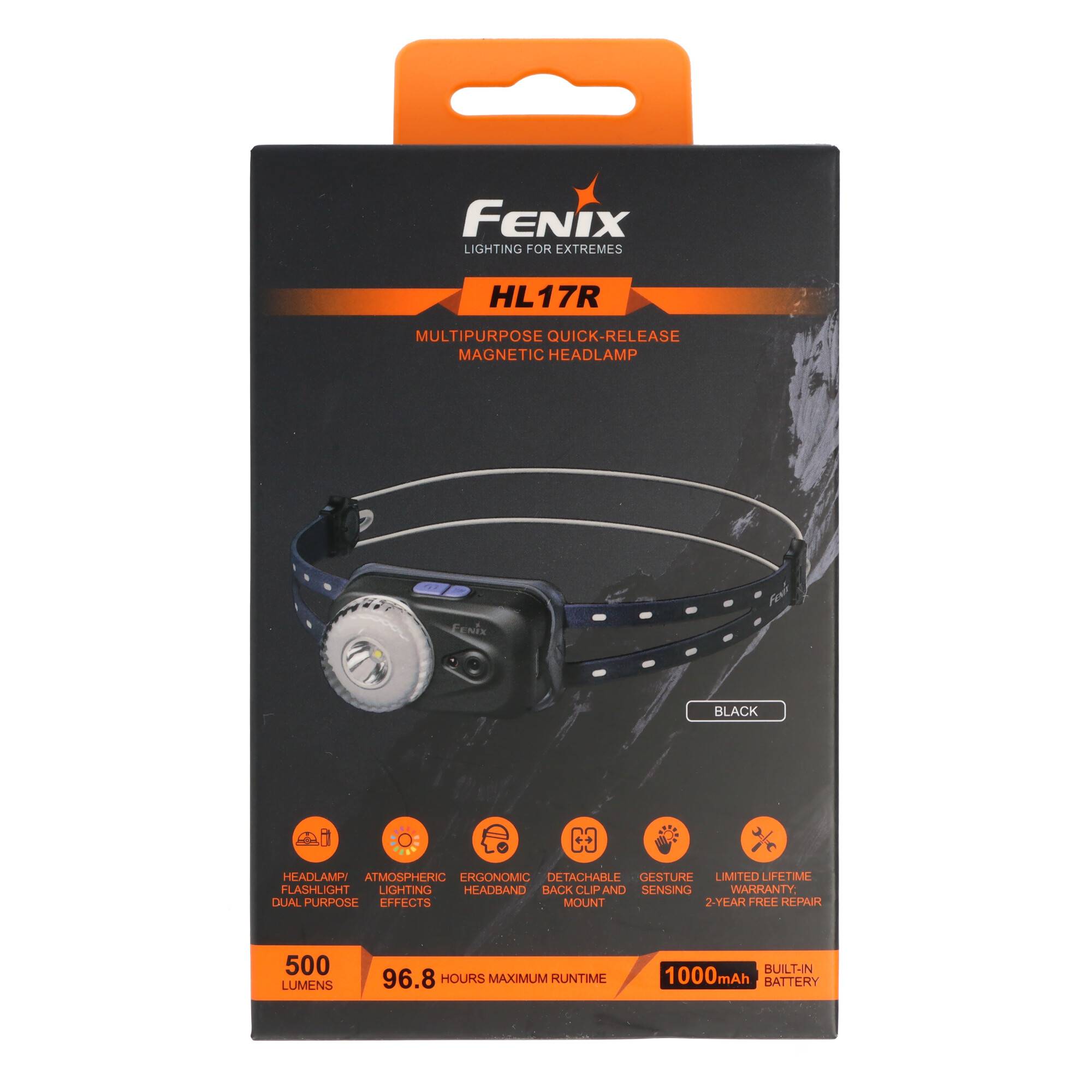 Fenix HL17R LED-Stirnlampe, ultraleicht, 3in1 Funktion, 500 Lumen, Gesten-Sensor-Schalter, wiederaufladbar Weiß