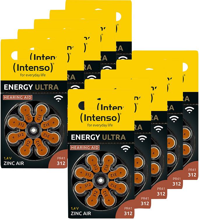 Intenso Hörgeräte-Batterie „Energy Ultra“ – A312 / PR41, 1,45 Volt (80er Pack)