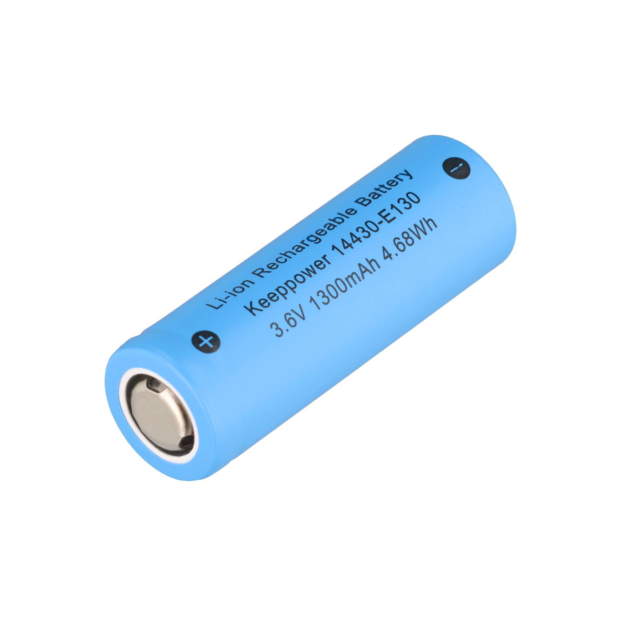 Blauer zylindrischer Lithium-Ionen-Akku mit der Bezeichnung 