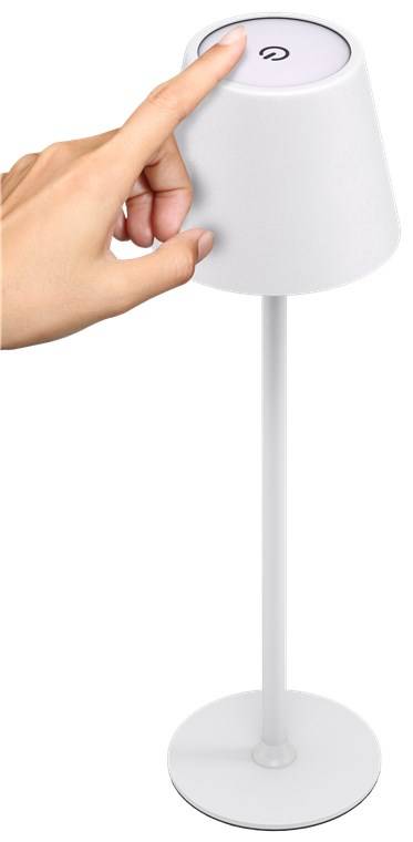 Kabellose LED-Tischleuchte, Höhe 37cm, mit Touch-Steuerung, warmweiß, weiß