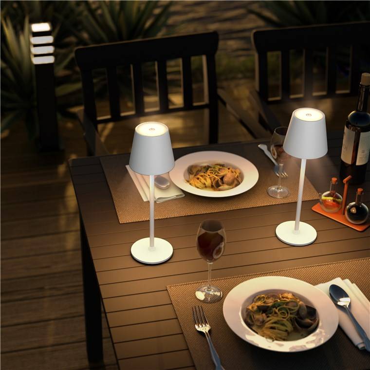 Kabellose LED-Tischleuchte, Höhe 37cm, mit Touch-Steuerung, warmweiß, weiß