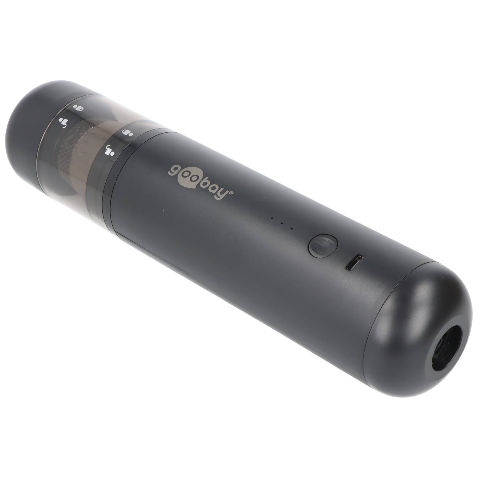 Goobay Mini Akku-Handstaubsauger Superior (schwarz) 120 W mit USB-C, Gebläsefunktion und Zubehör